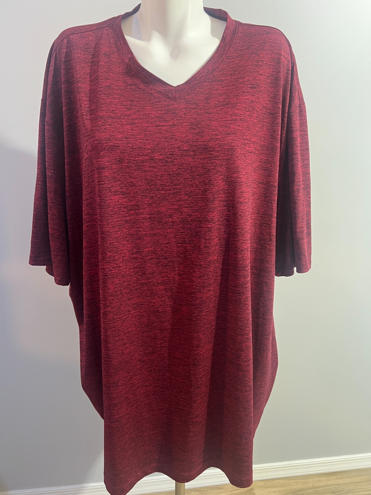 Alfani Men’s Red V-Neck Top Shirt Big & Tall 3XLT 3X Moisture Wicking Breathable