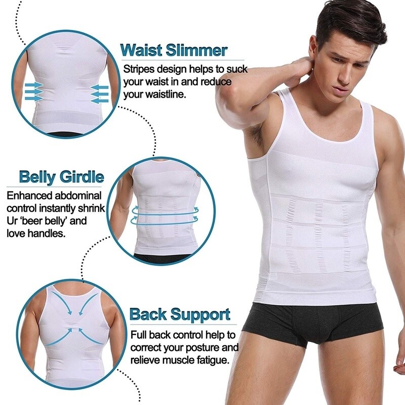 Men Slimmer Body Shaper Vest Abs Abdomen Compression Shirt Workout Tank Tops US