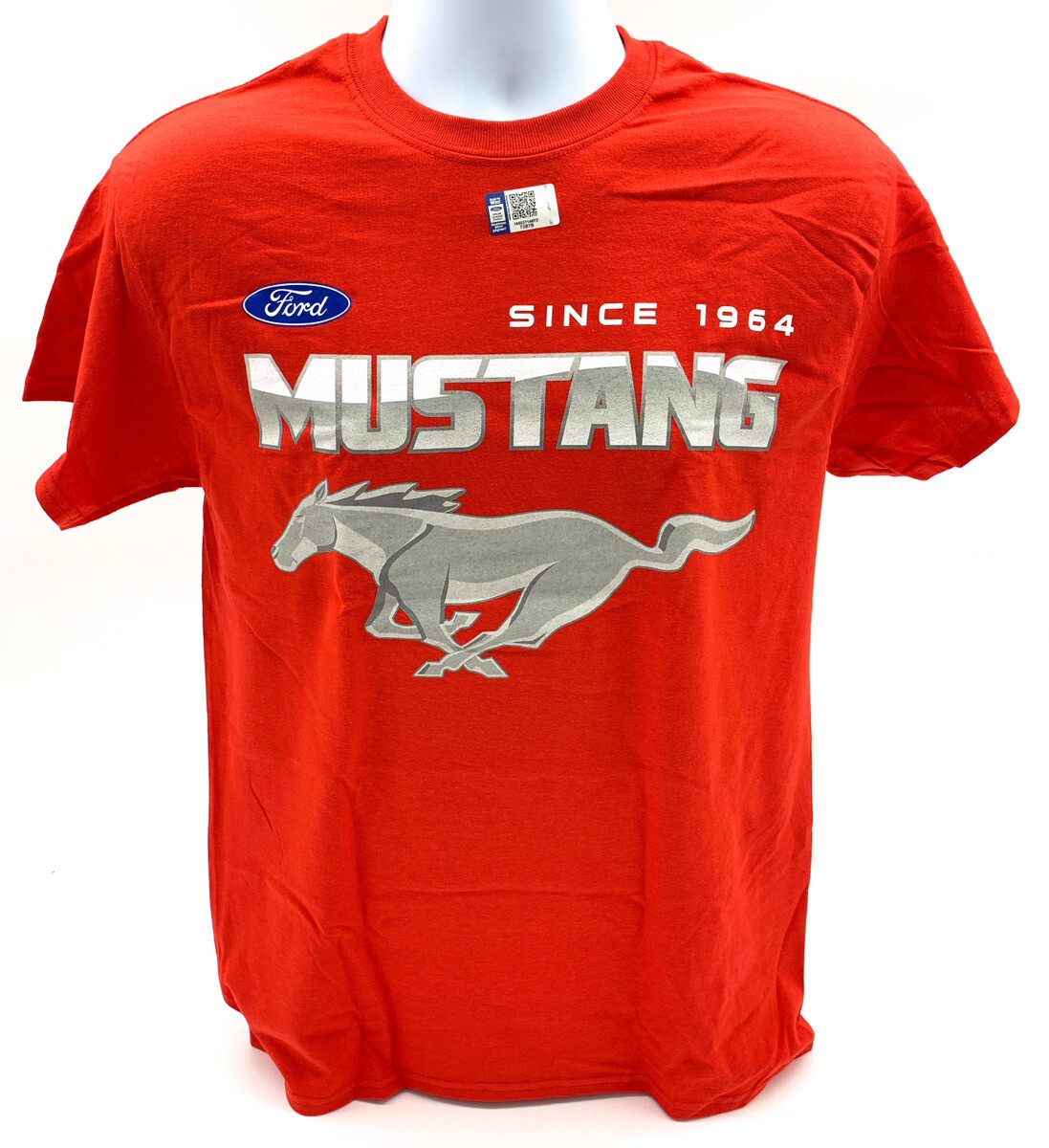 Ford Mustang T-Shirt – Red w/ Running Pony Since 1964 & Multiple Logos On Back