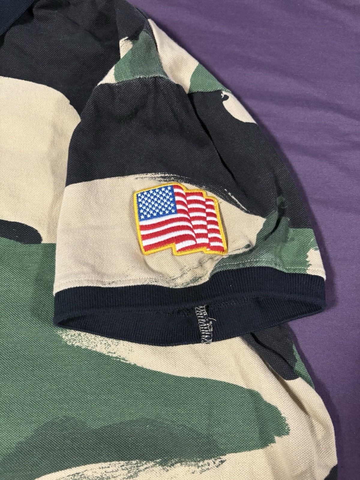 Vintage Polo Shirt T Shirt Large Akoo Camouflage Print Multicoloured Tee 4xl