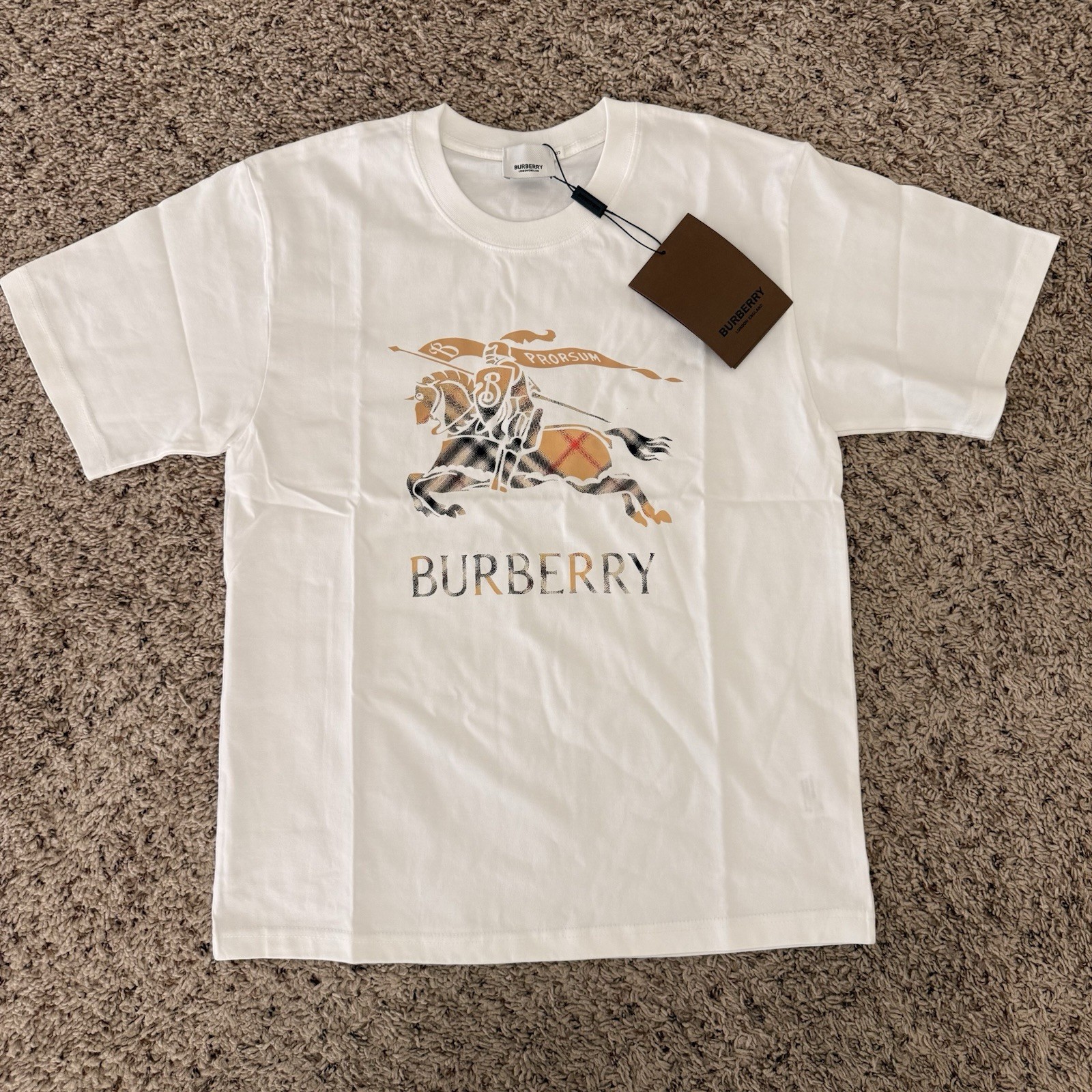Burberry London England Graphic Logo White Crew Neck Short Sleeve T-Shirt Men S