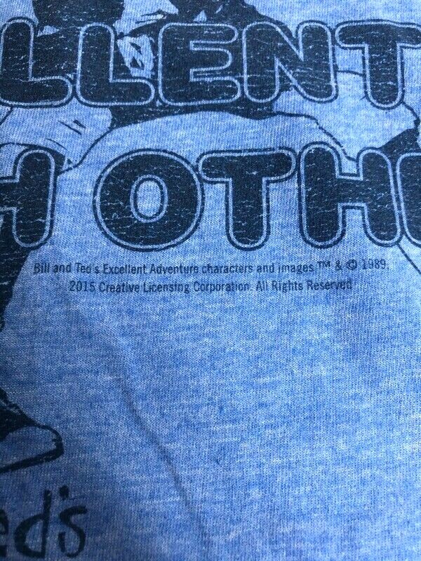 Bill & Ted Excellent Adventure Gildan Graphic T-Shirt Blue Crew Neck Tee Size L