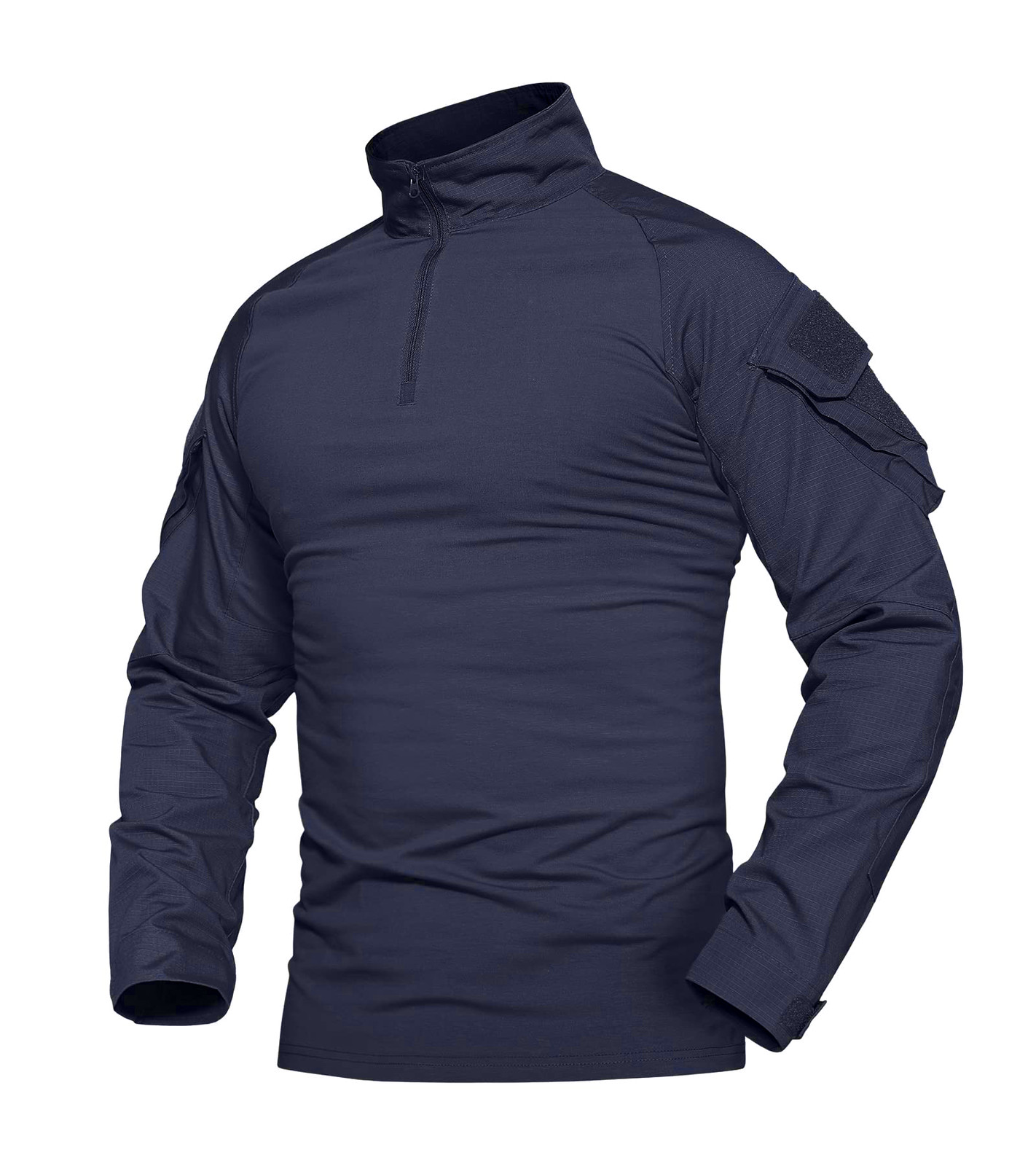 Mens Shirts Atheletic Training Outdoor 1/4 Zipper Long Sleeve Shirt with Pockets