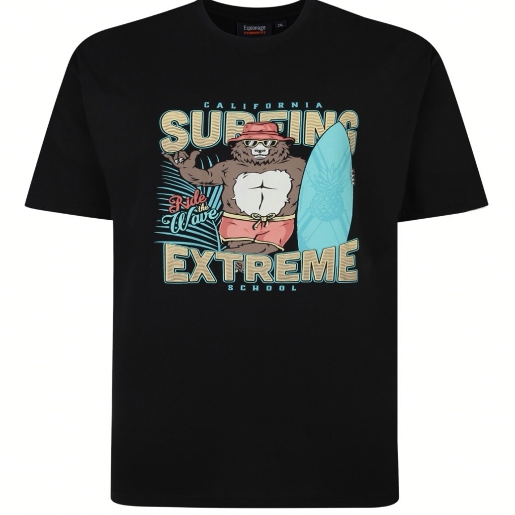 NEW IN ESPIONAGE NAVY SURF BEAR TEE SHIRT T395 2XL3XL 4XL5XL6XL7XL8XL