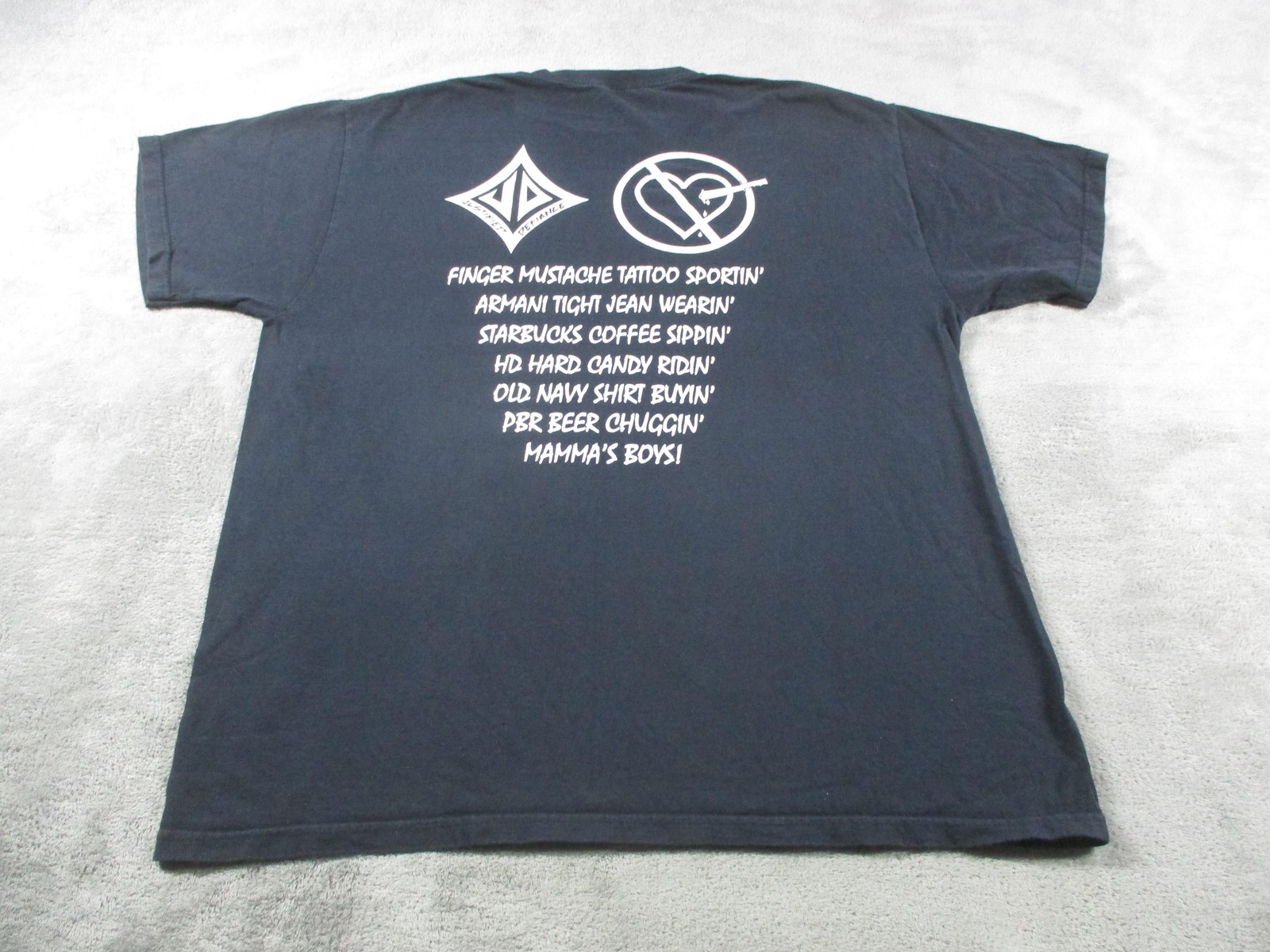 Jerzees Shirt Mens XL Black F U Hipster Graphic Funny Tee JD Logo Double Sided