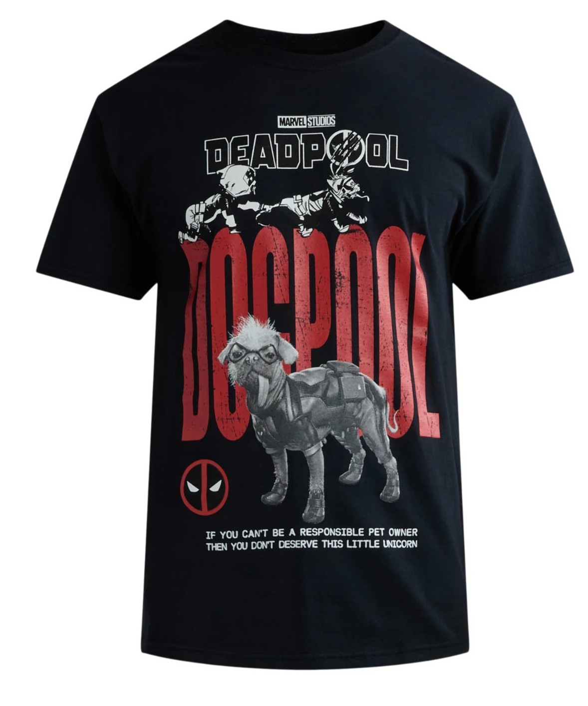 Deadpool Wolverine Size XL Dogpool Black Short-Sleeve Tag-Free Funny Graphic Tee