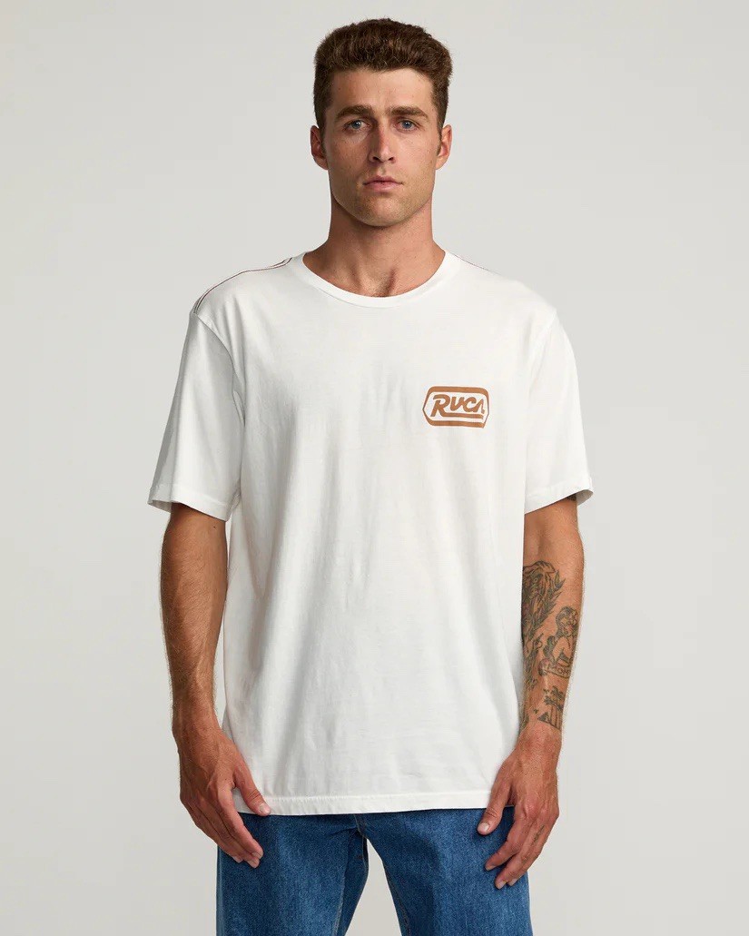 RVCA Men’s Station T-Shirt Short Sleeves Regular Fit In White Size L