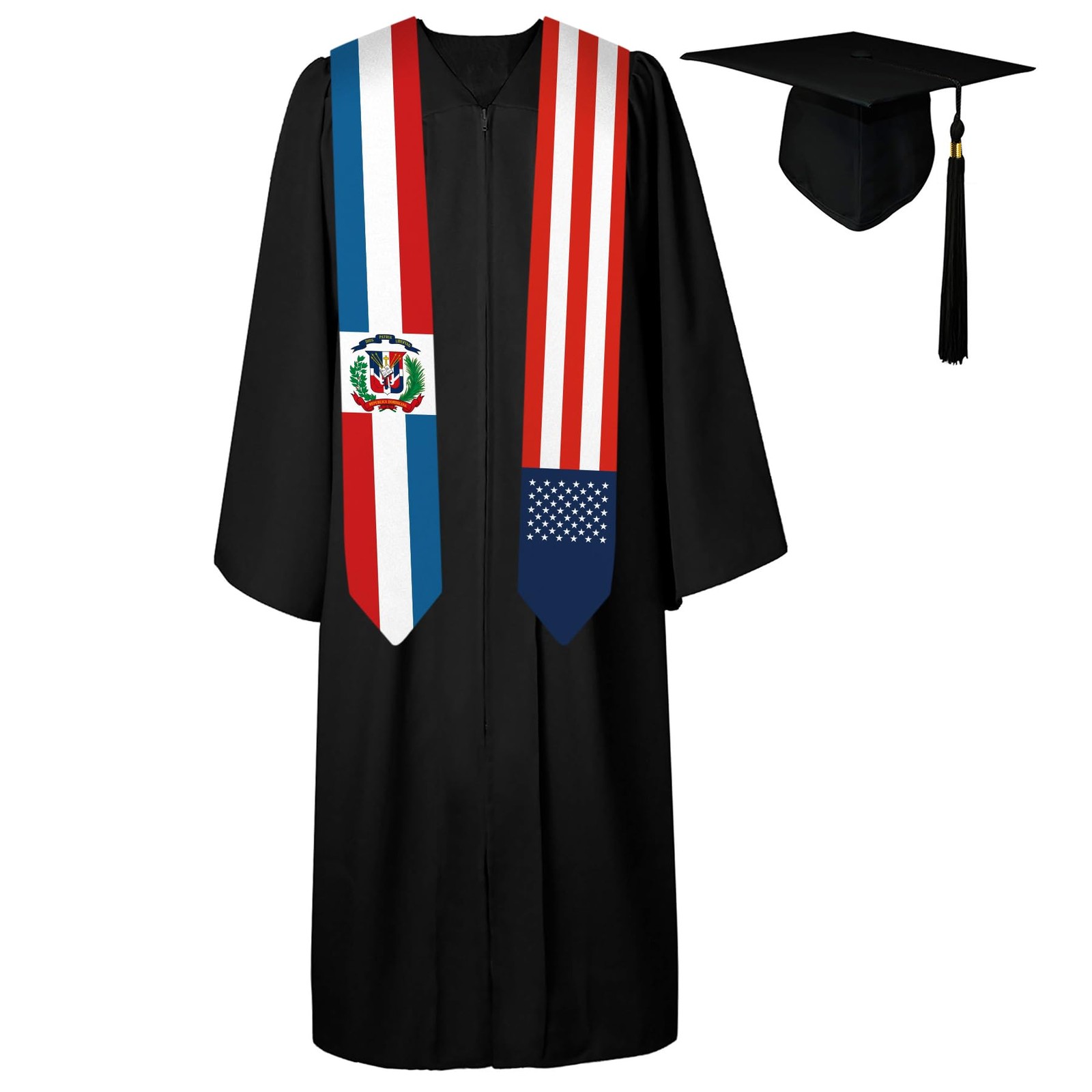 72 Inch Dominican Republic USA Flag Graduation Sash Unisex Adults Stole