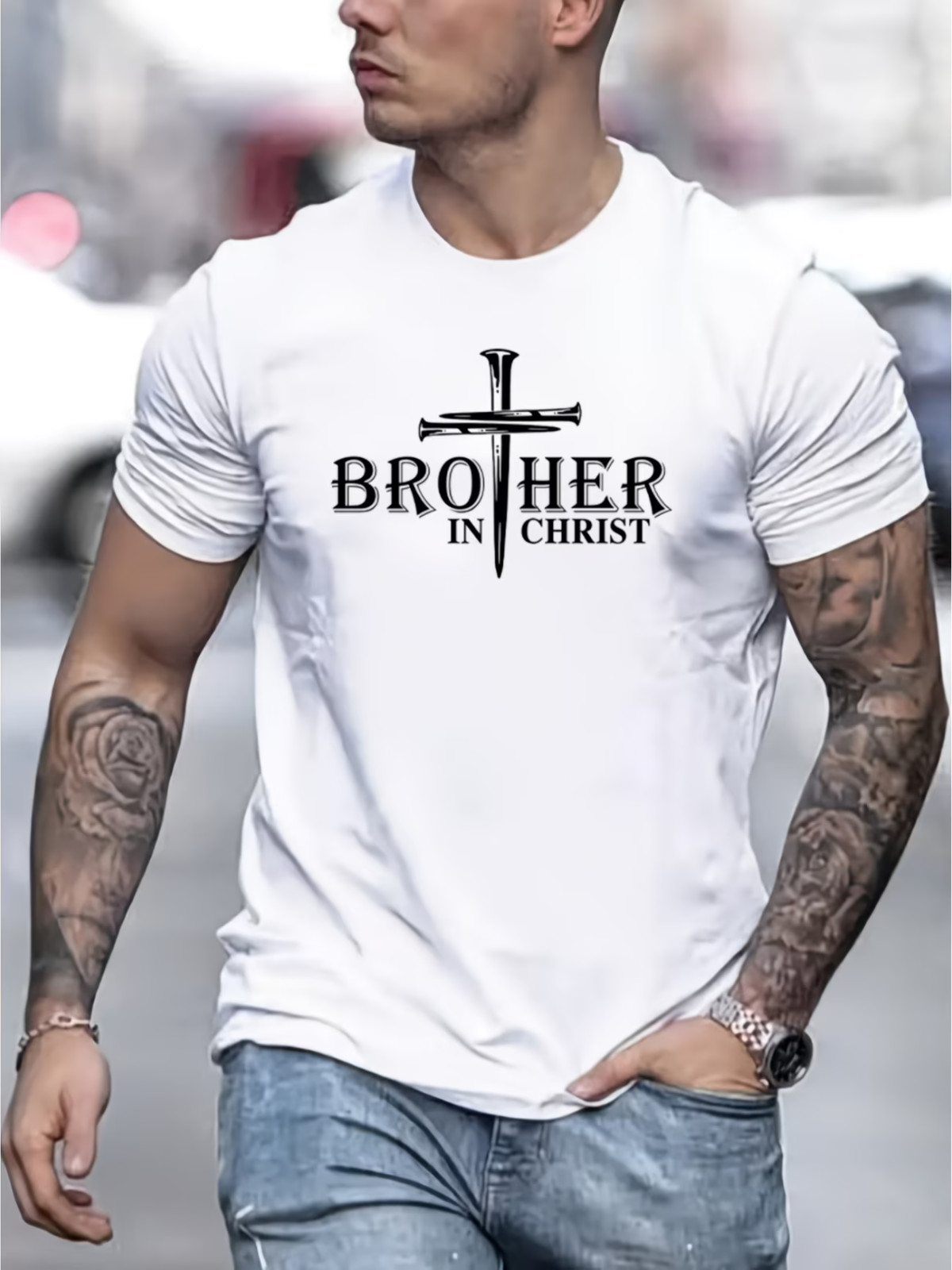 Men’s X Large Brother in Christ graphic print T shirt