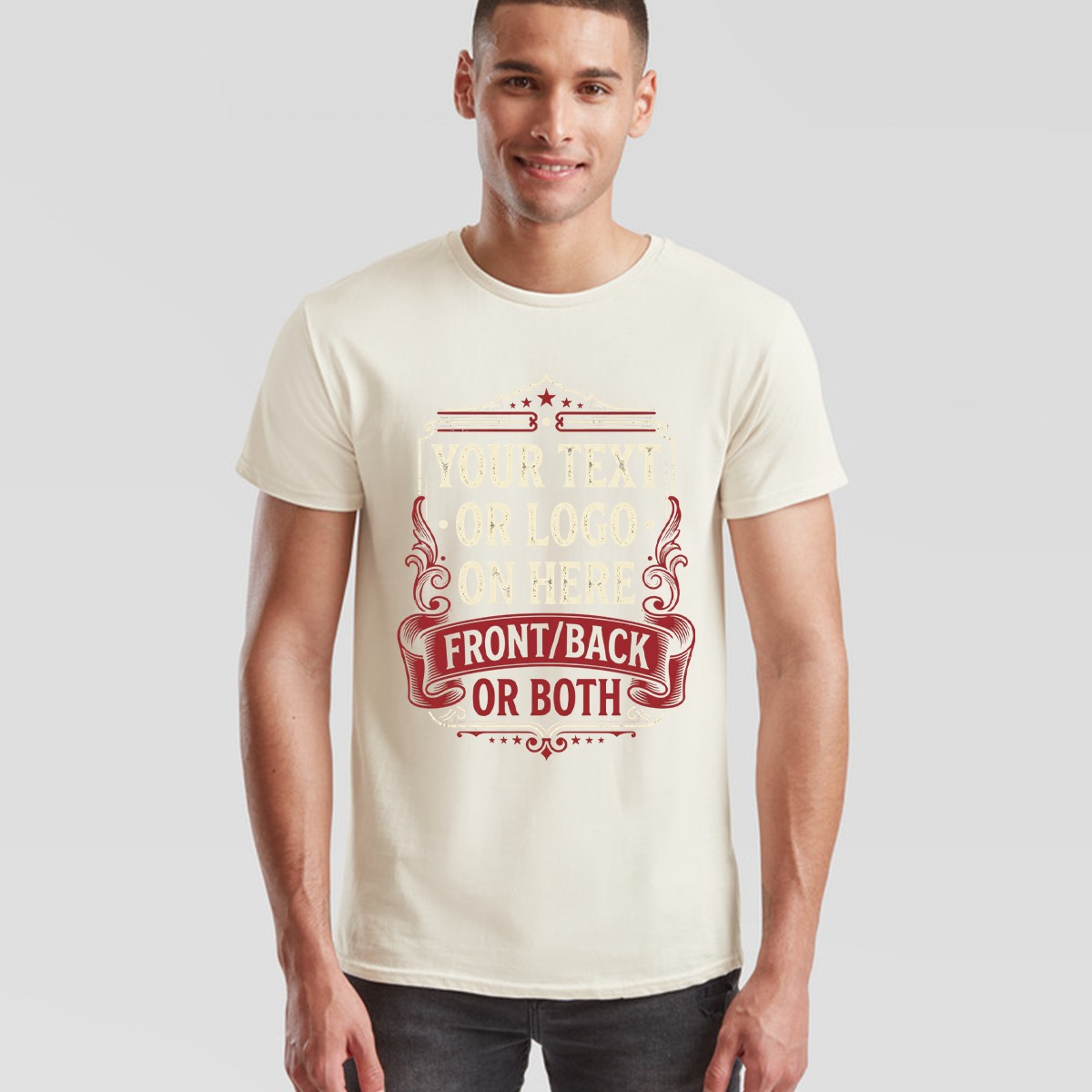 Personalised Unisex T Shirt Custom Printed Logo Text Front And Back Tee