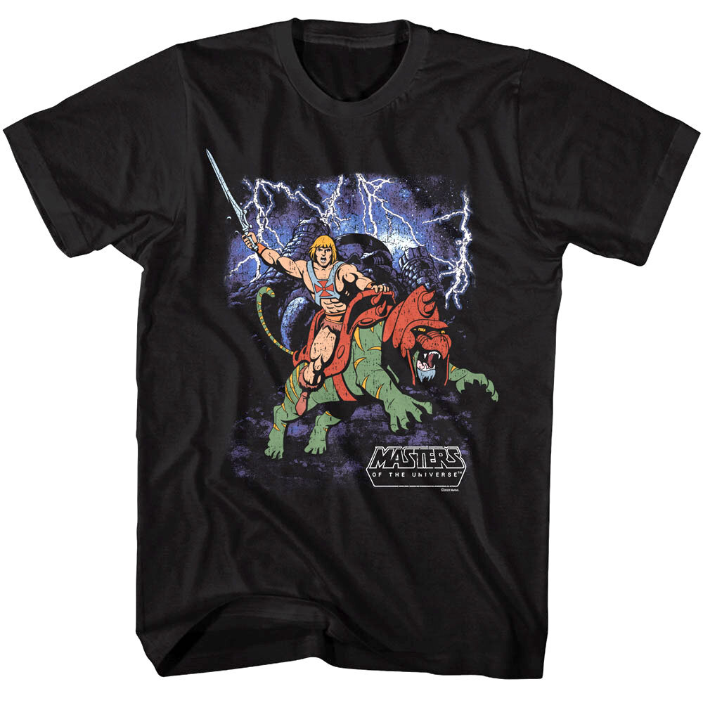 He-Man Charging on Battlecat Men’s T Shirt Castle Grayskull Masters