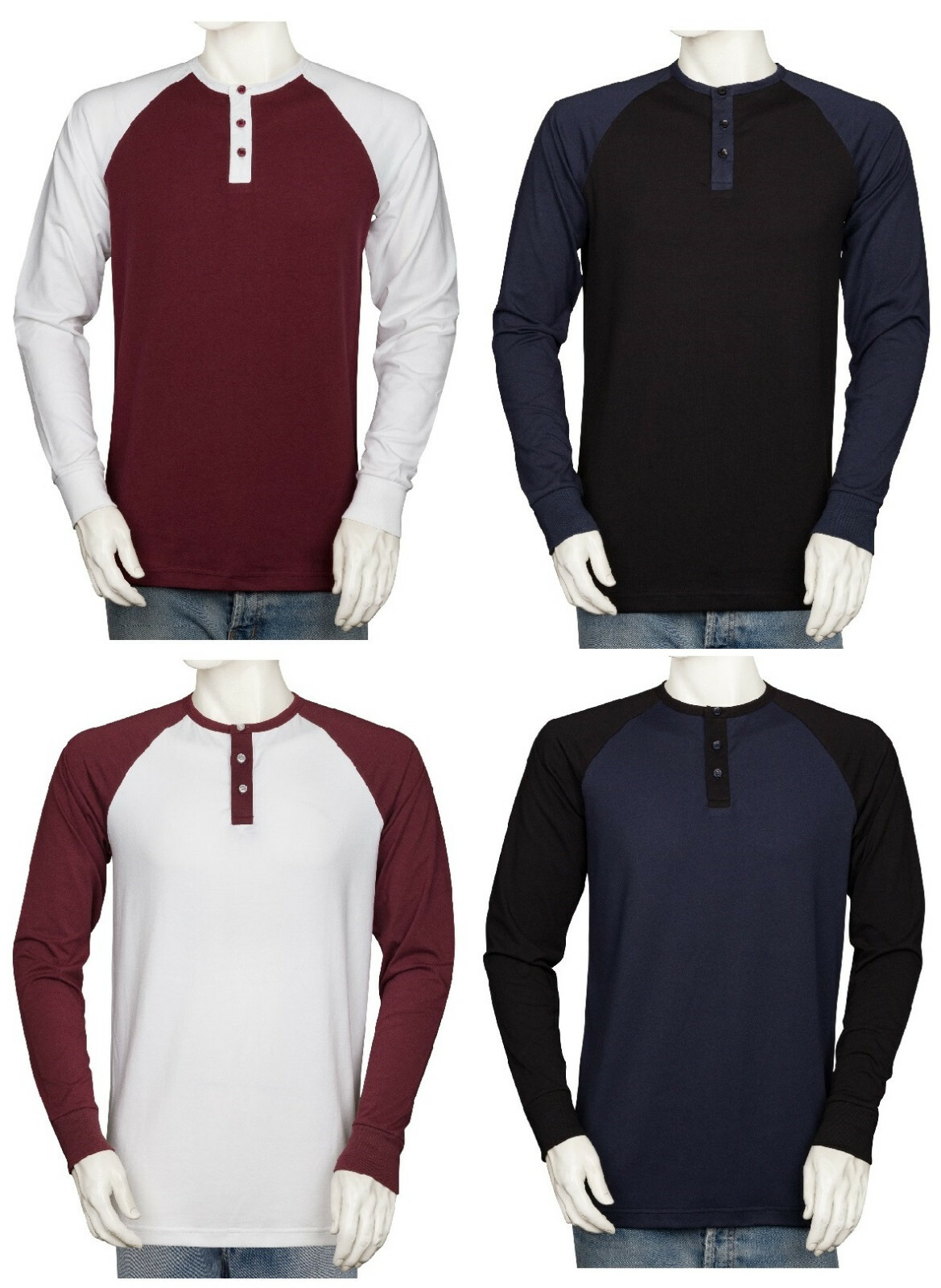 Styllion Big and Tall – Mens Raglan Henley Baseball Shirts – Long Sleeve – RHLS