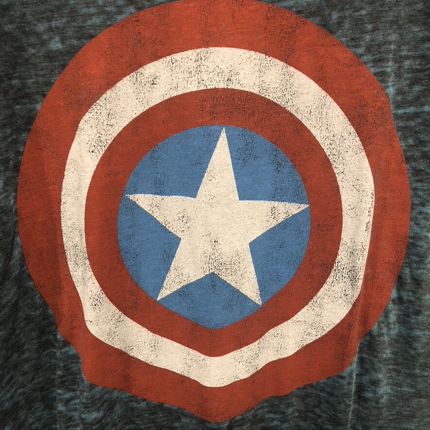 MARVEL Teal Black Ash Capt. America T-Shirt Sz Med (E1569)