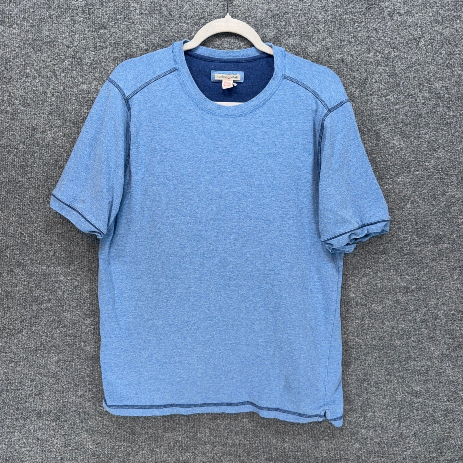 Carbon2Cobalt Tshirt Mens Medium Blue Contrast Stitch Short Sleeve Crewn Casual