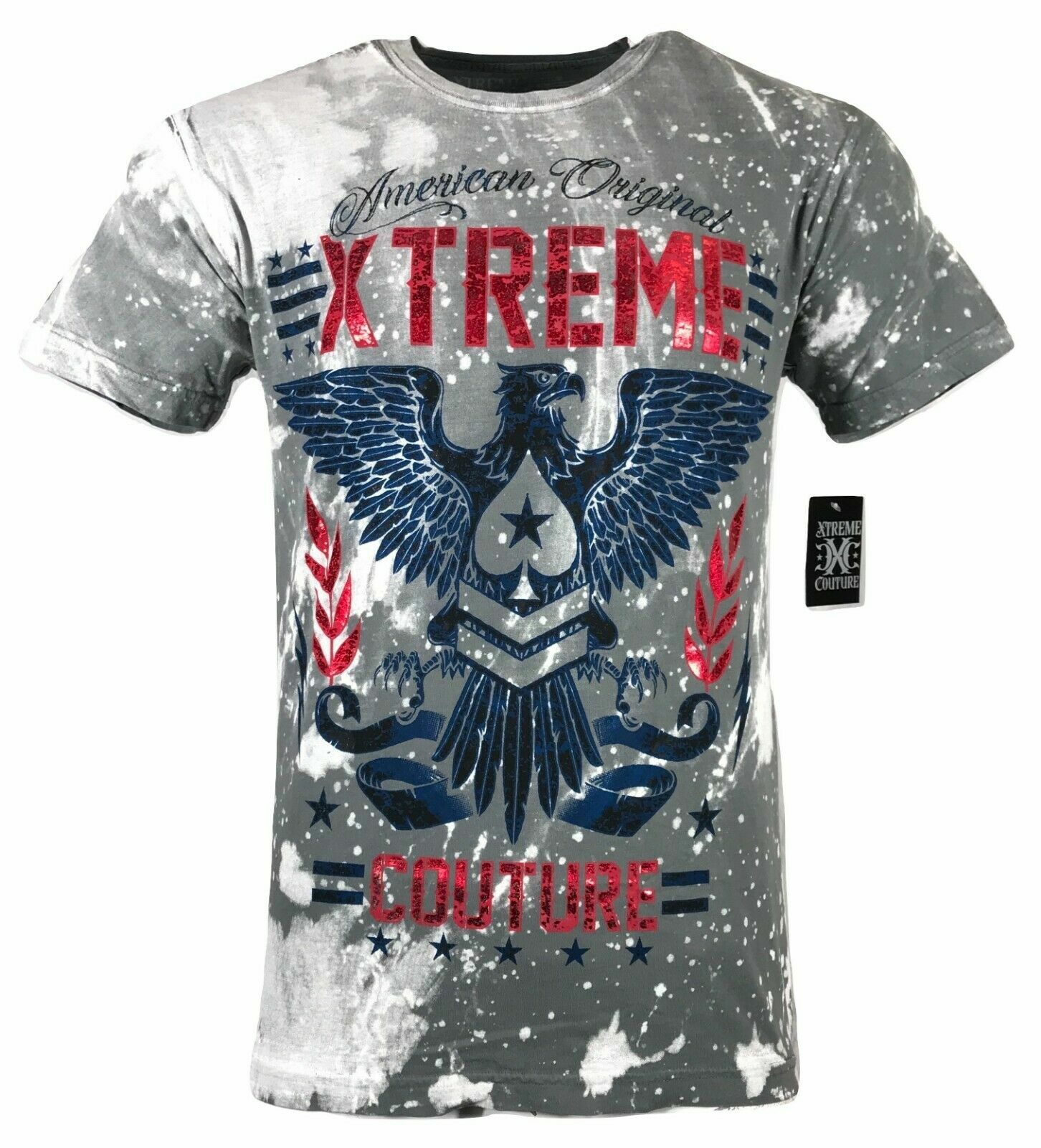 XTREME COUTURE by AFFLICTION Men’s T-Shirt AMERICAN ORIGINAL Biker Gray S-5XL