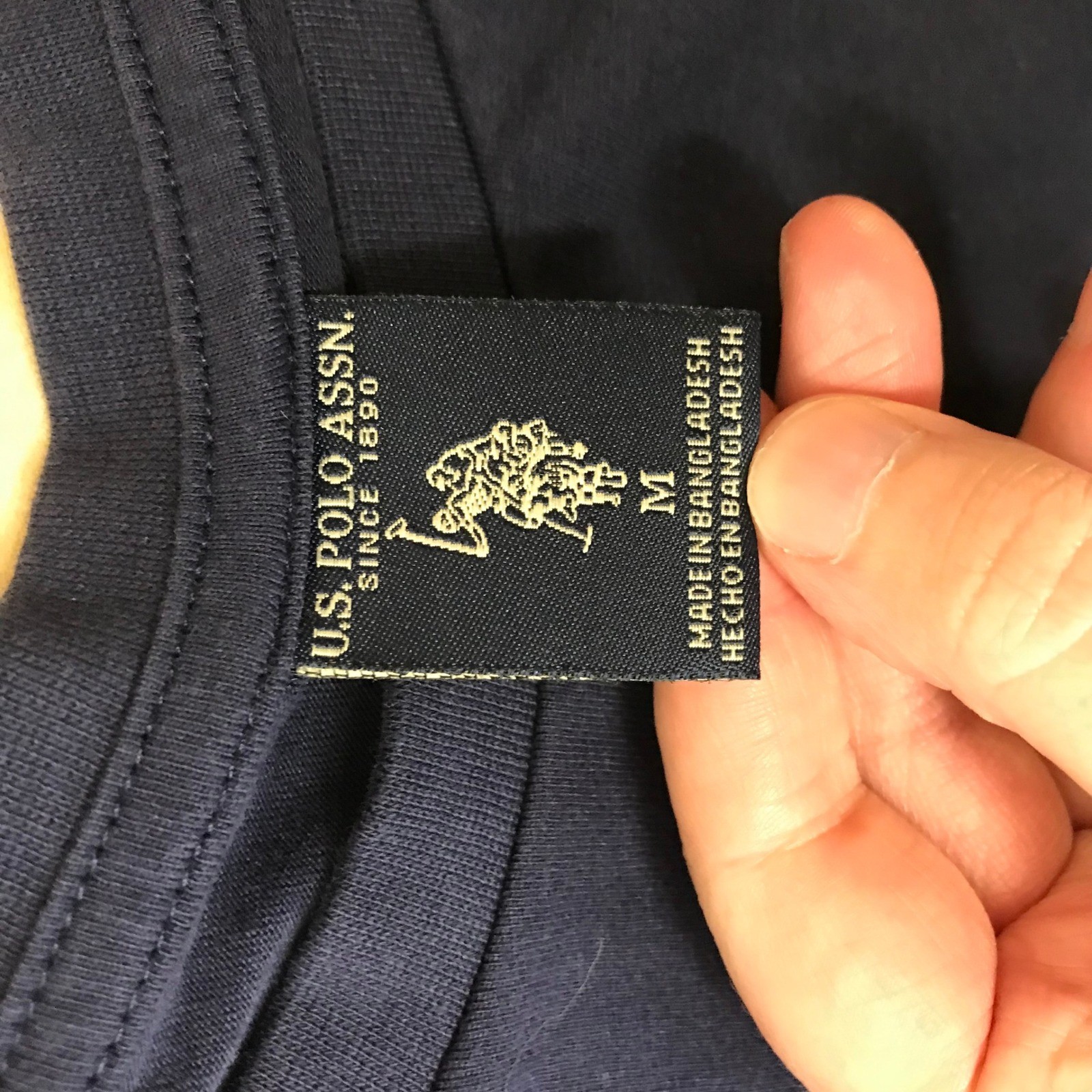 US Polo Assn Mens Navy Blue Cotton Crewneck T-Shirt Red Logo Size Medium