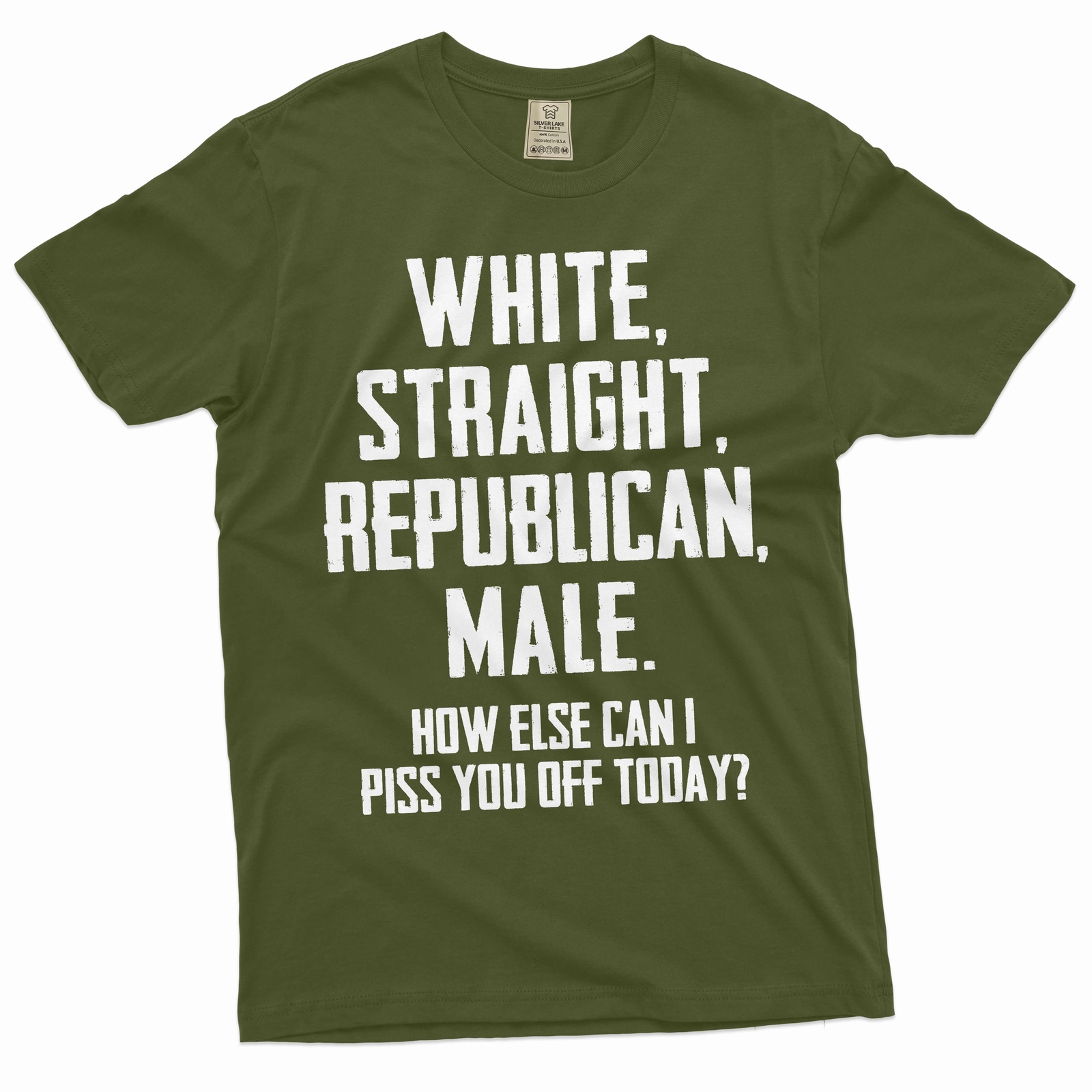 Men’s Funny Shirt White Straight Republican Male Shirt Dad Grandpa Patriotic Tee