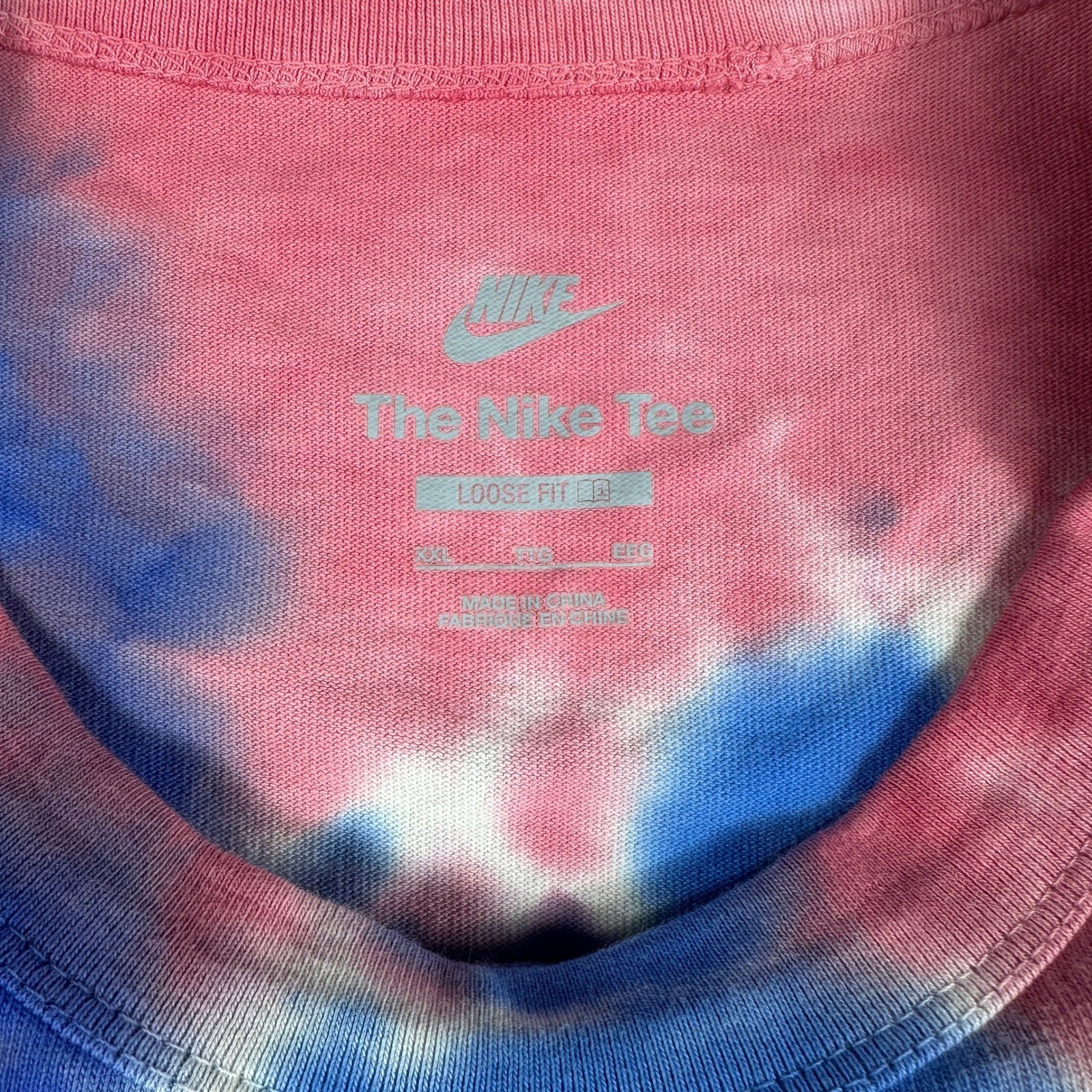 Nike Sportswear Tie Dye T-Shirt Mens XXL Red Blue Loose Fit Logo Tee