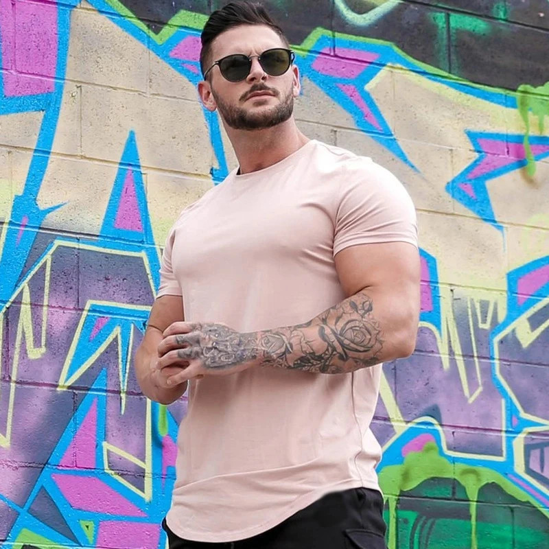 Men Muscle Fitness Workout Shirt Summer Cotton Gym Sport Tee Tshirt Top Fun Gift