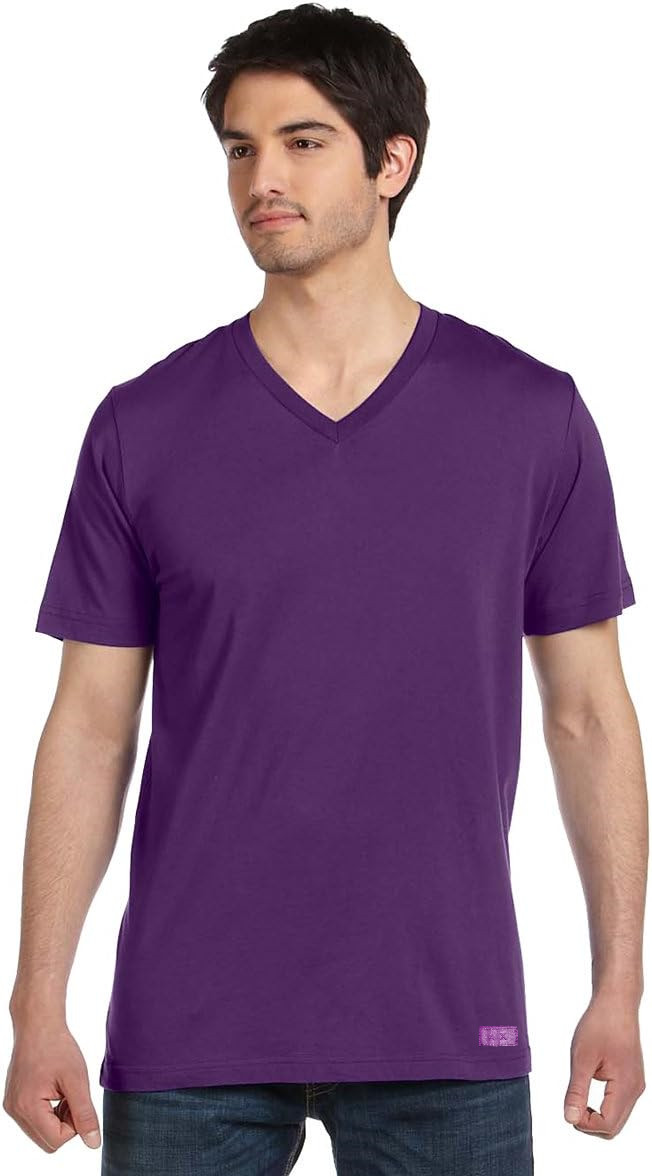 Armani Exchange Mens Slim Fit Short Sleeve Pima Cotton V Neck Shirt Purple Large