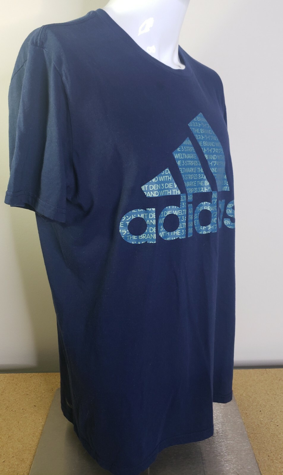 Adidas Go to Performance T-Shirt Men Size Large Blue Climalite Spell Out Graphic