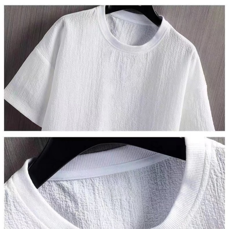 New Men’s Polyester Fiber Plain Crew Neck Ice Silk Short Sleeves T-Shirt M-3XL