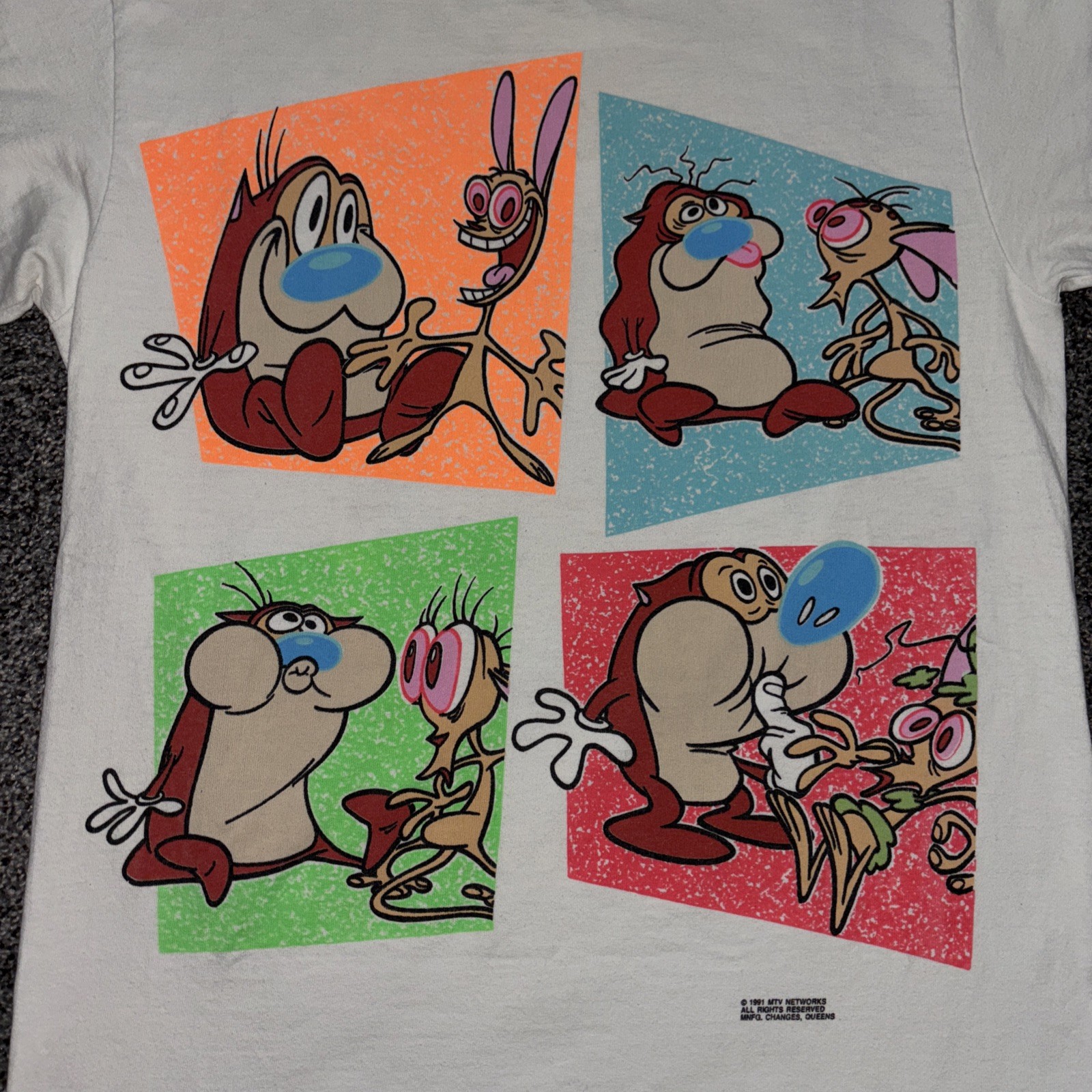 Vintage Ren and Stimpy T-Shirt 1991 Nickelodeon Size Small Changes MTV No Tag