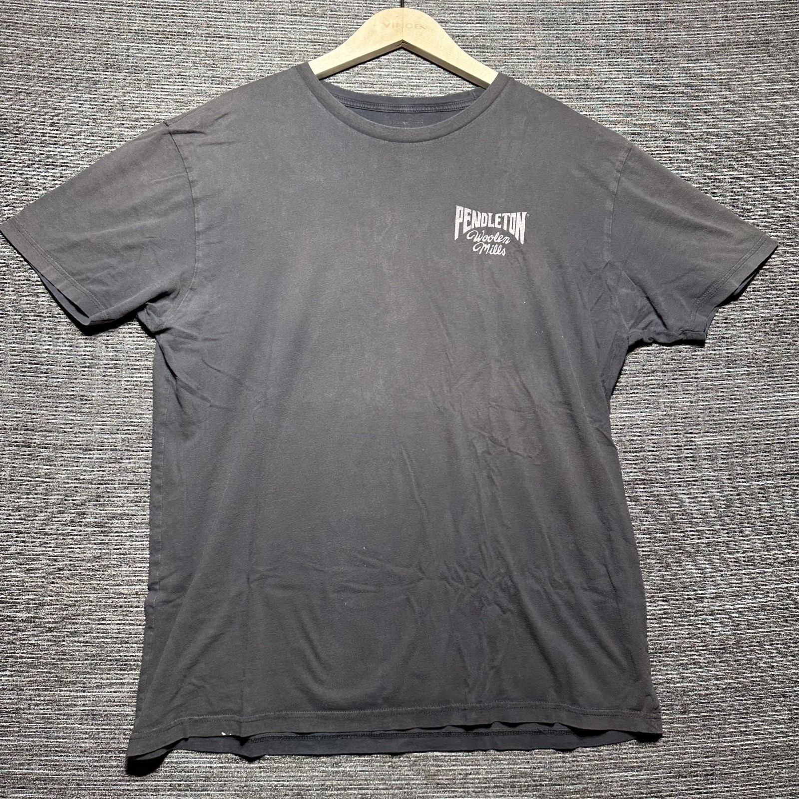 Pendleton Shirt Men’s XL Black Short Sleeve Wooden Mills Faded
