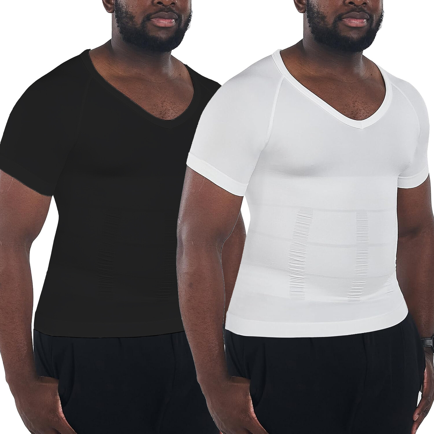 Men’s Gynecomastia Undershirt V-Neck Chest Compression Shirts Slim Body Shaper