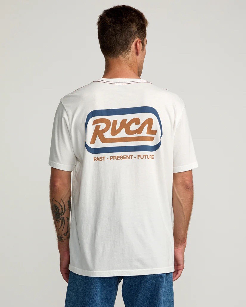 RVCA Men’s Station T-Shirt Short Sleeves Regular Fit In White Size L