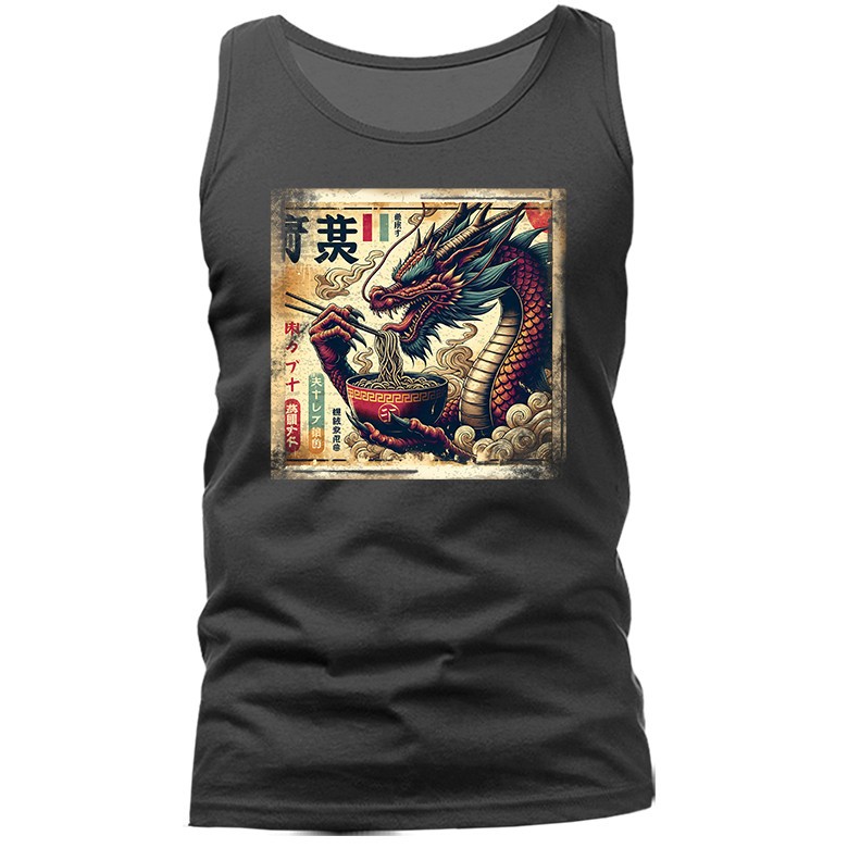 Dragon Eating Ramen Noodle-Japanese Anime Manga Tank Top