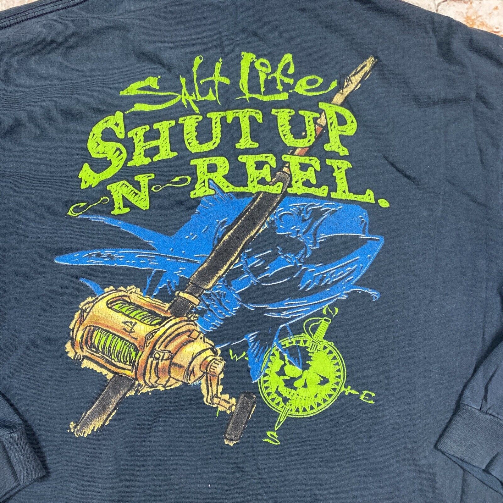 Salt Life Shirt Adult L Blue Long Sleeve Fishing Boating Beach Outdoor Mens