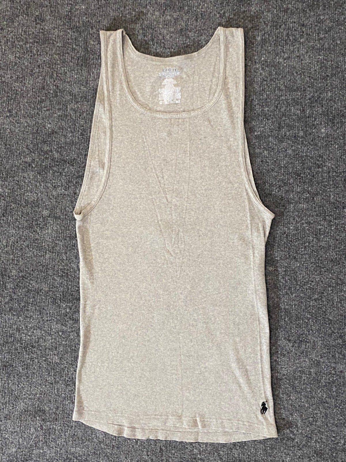Polo Ralph Lauren Tank Top Men XL Ribbed 100% Cotton Classic Fit Gray Sleeveless