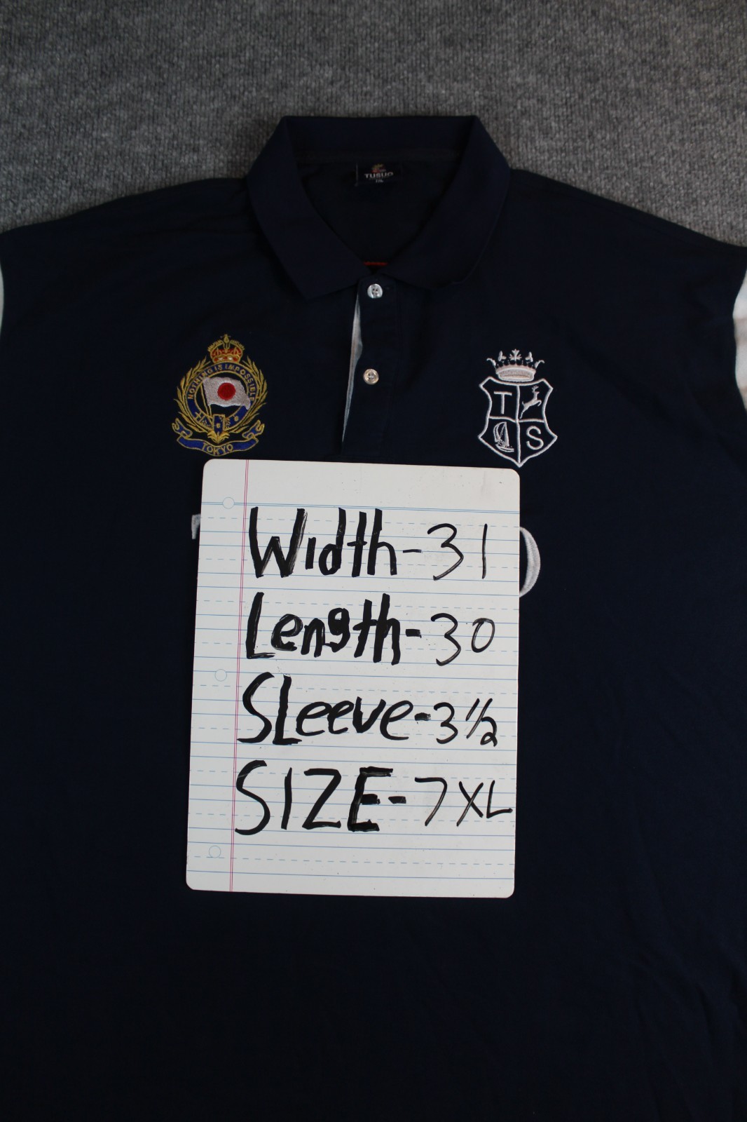 TUSUO TOKYO Japan Team 5 Ralph Lauren Style Polo Shirt Size 7XL Blue White Red