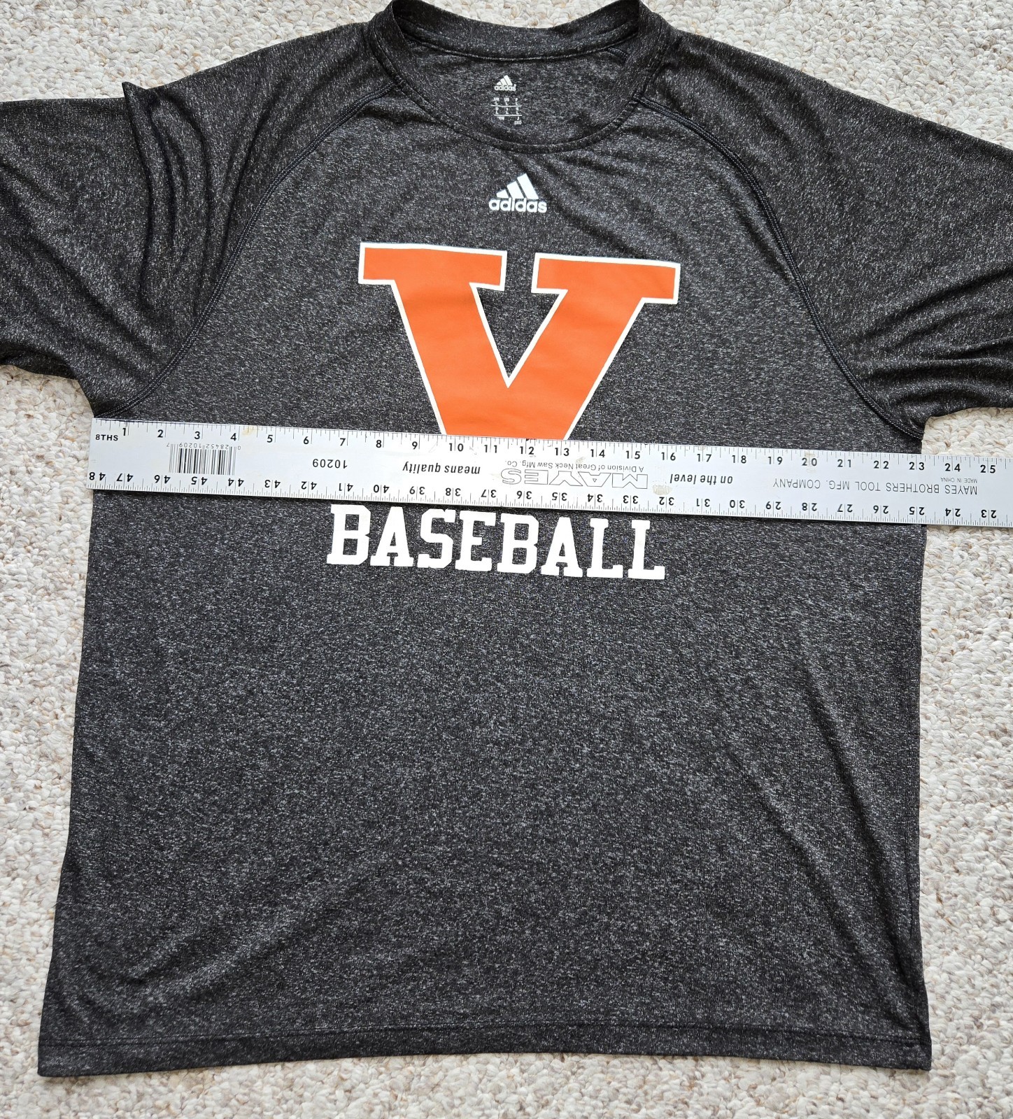 ADIDAS Climalite, Virginia Baseball, Dark Gray T-Shirt, Polyester, Men’s Large