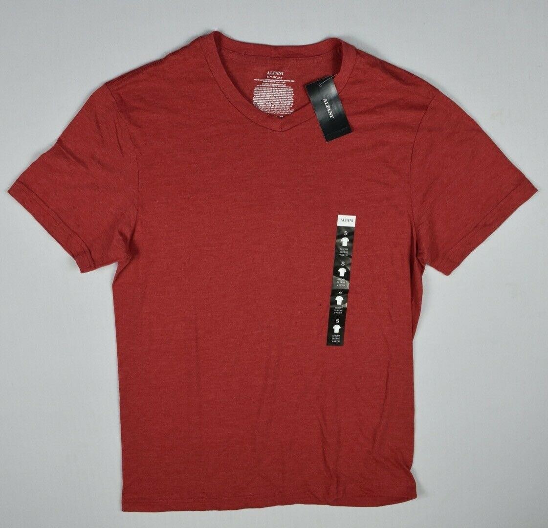 ALFANI Men’s Red Short Sleeve V-Neck Shirt Size S New MCY2-19