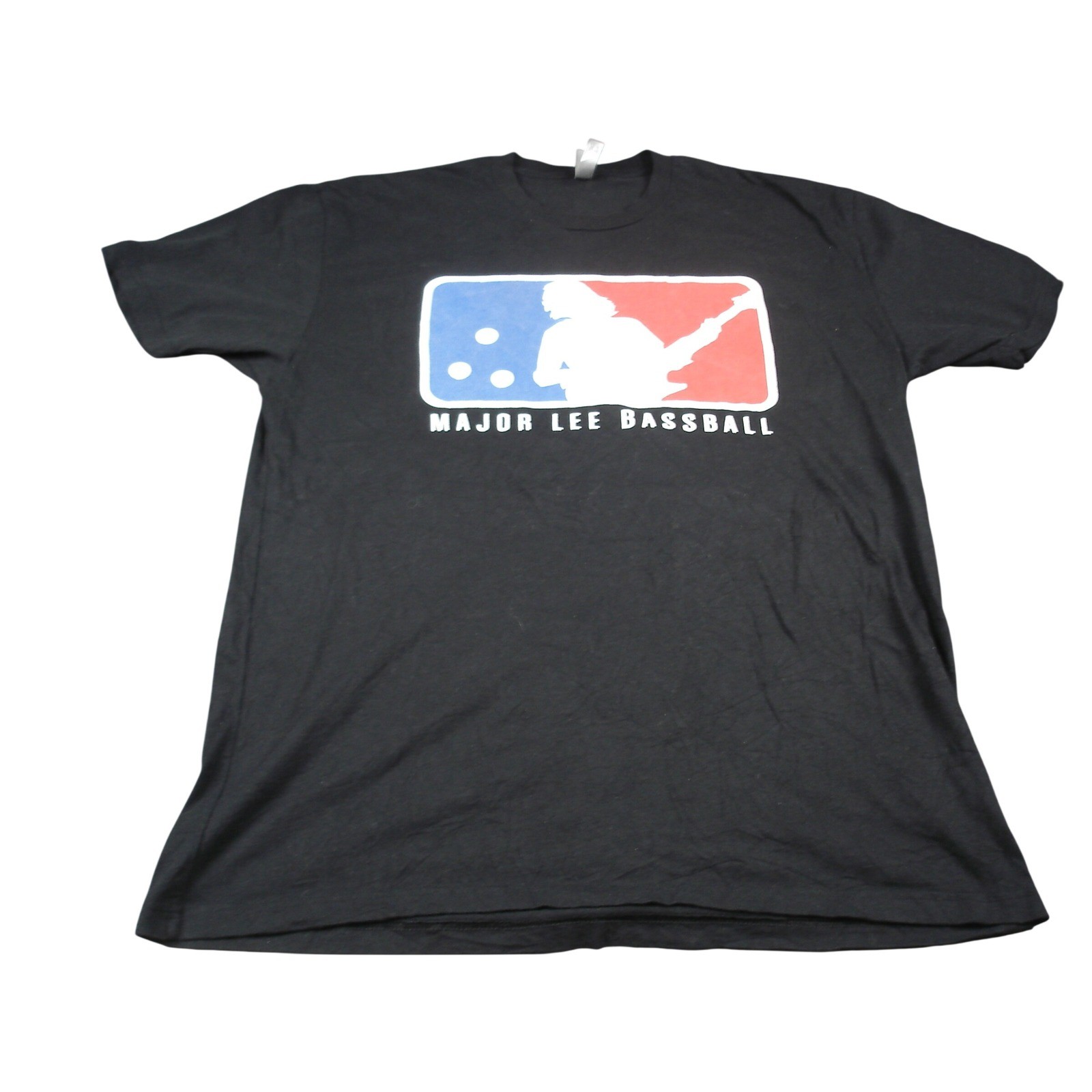 Mens Major Lee Bassball Graphic T-Shirt XL Black Rush Geddy Lee Parody Tee