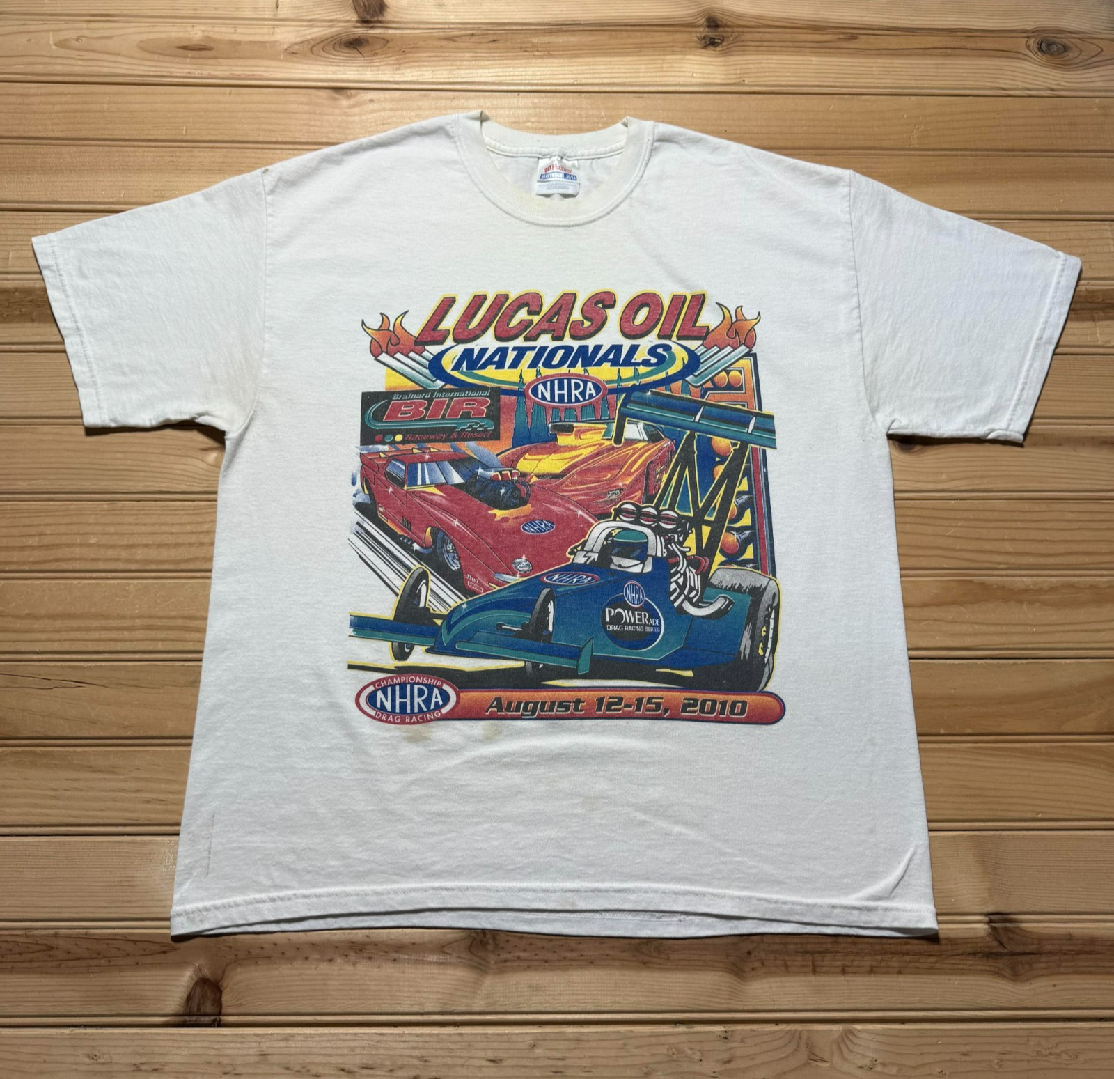 Hanes NHRA Lucas Oil Nationals Championship Drag Racing T-Shirt Large