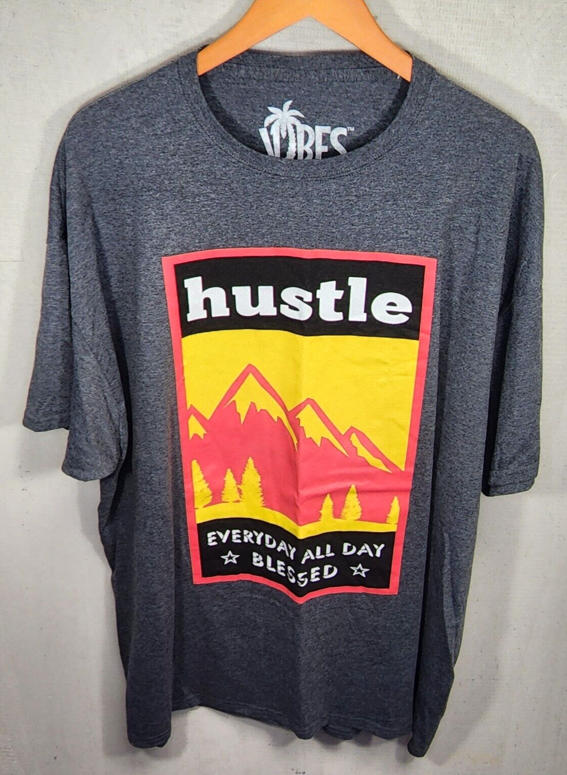 Hustle Mens Shirt 3XLarge Daily All Day Everyday Blessed Mountains Gray A60