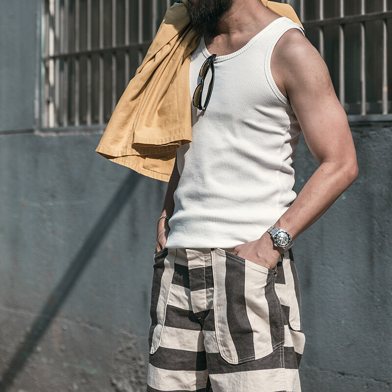 NON STOCK Men Cotton Basic Tank Top Slim Casual Ribbed Sleeveless T-Shirt Beach
