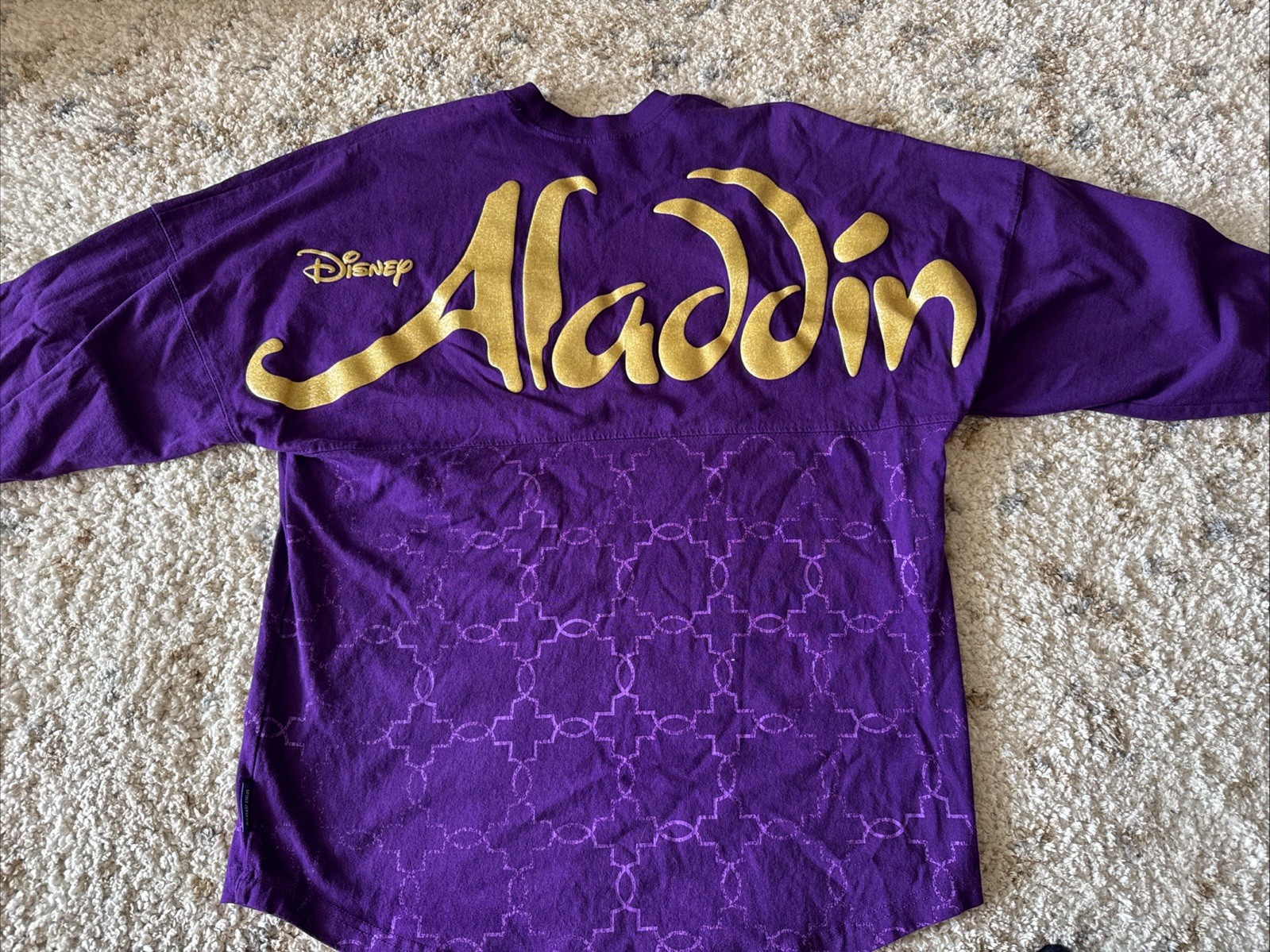 Aladdin Disney Spirit Jersey Shirt Mens Small Purple Movie Broadway Long Sleeve