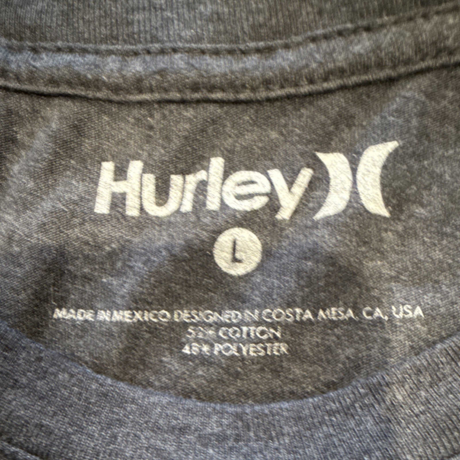 Hurley Men’s Gray Graphic Logo Crew Neck Short Sleeve T-Shirt, Size L