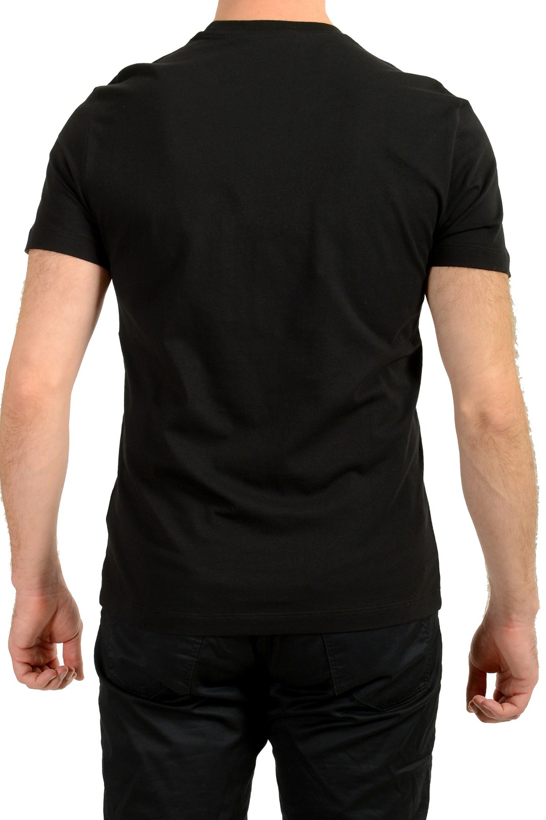 Versace Men’s Black Short Sleeve Gold Logo Embroidery T-Shirt US L IT 52