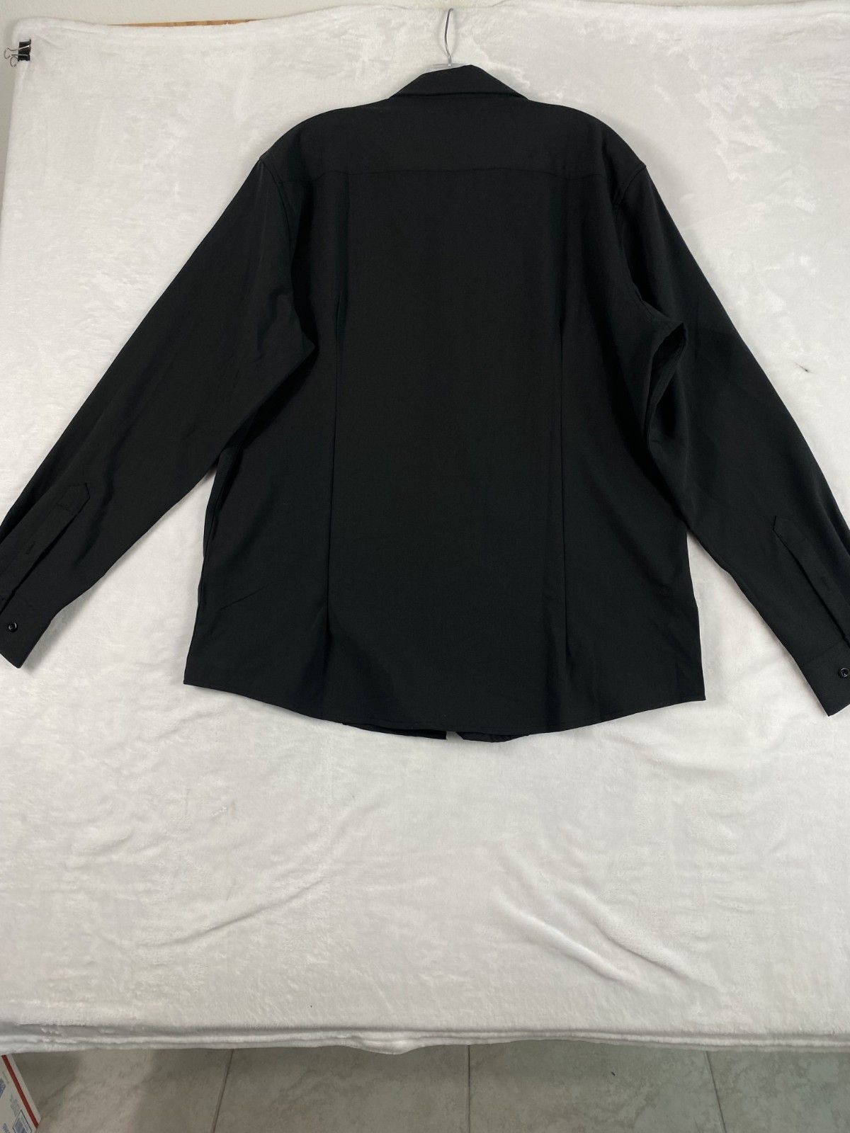 NWT Coofandy Button Up Shirt Men Sz L Black Long Sleeve Vacation Cuban