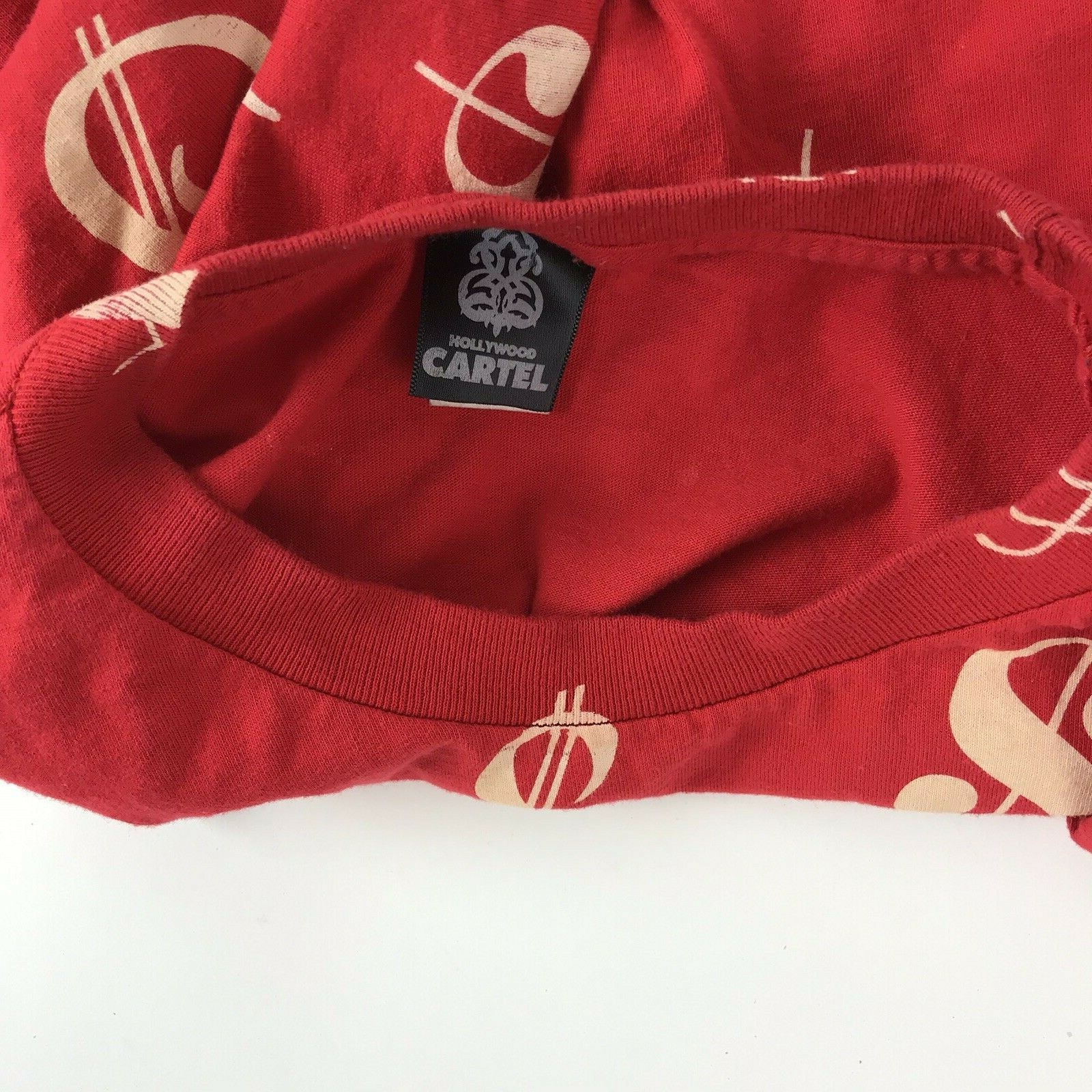 Vtg Hollywood Cartel Men’s Dollar Signs Red T-Shirt 4XL Streetwear hip-hop USA