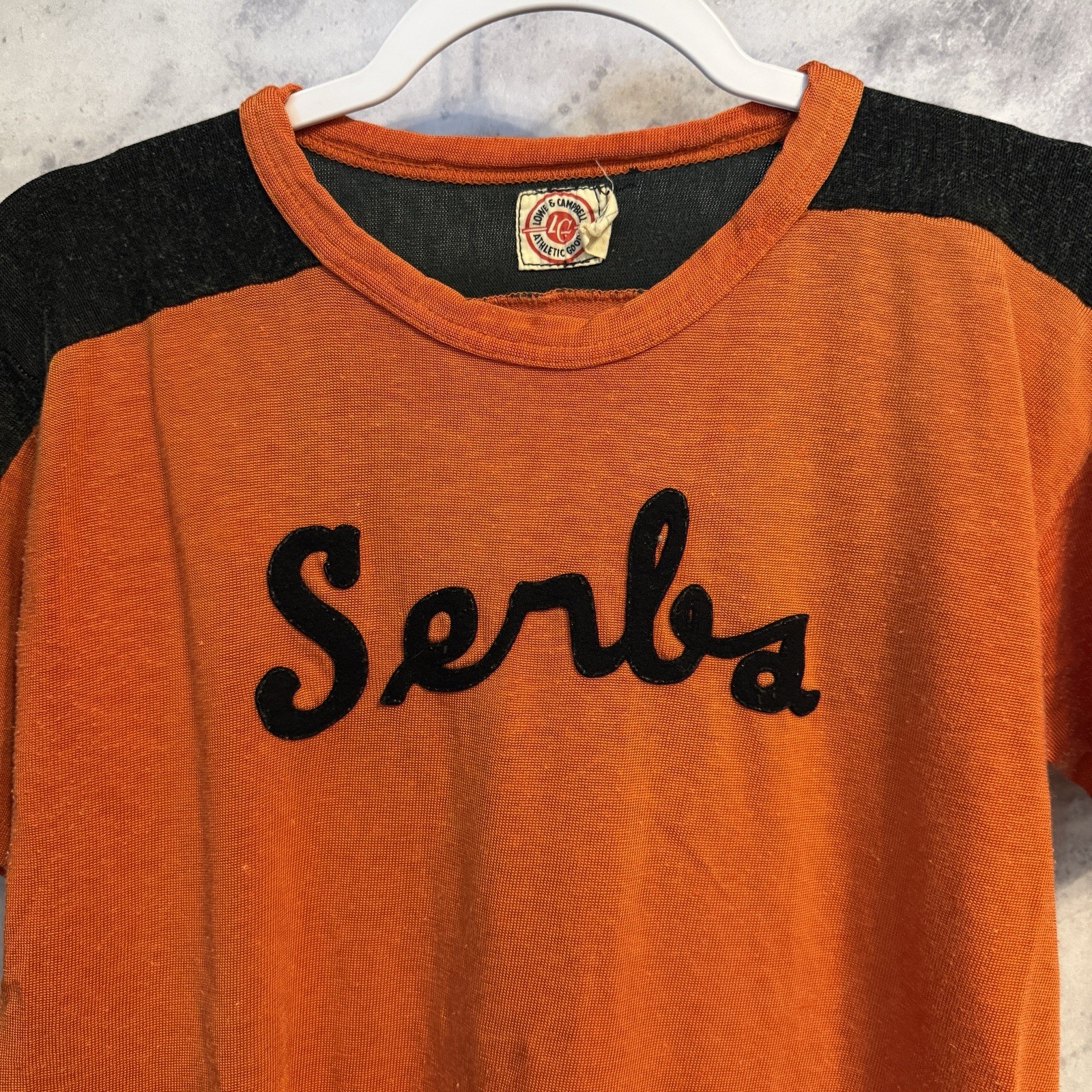 True Vintage Lowe & Campbell Jersey Shirt Mens XL Orange 30s 40s