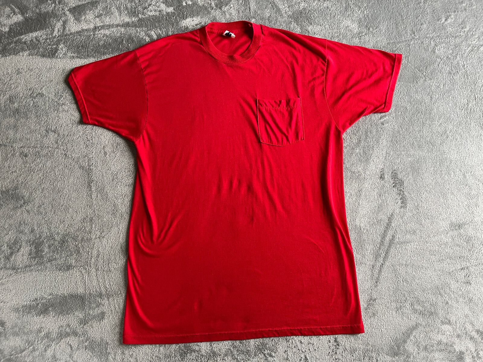Vintage Fruit of the Loom Golden Blend Tshirt Mens 3XL Red Chest Pocket 80s 90s