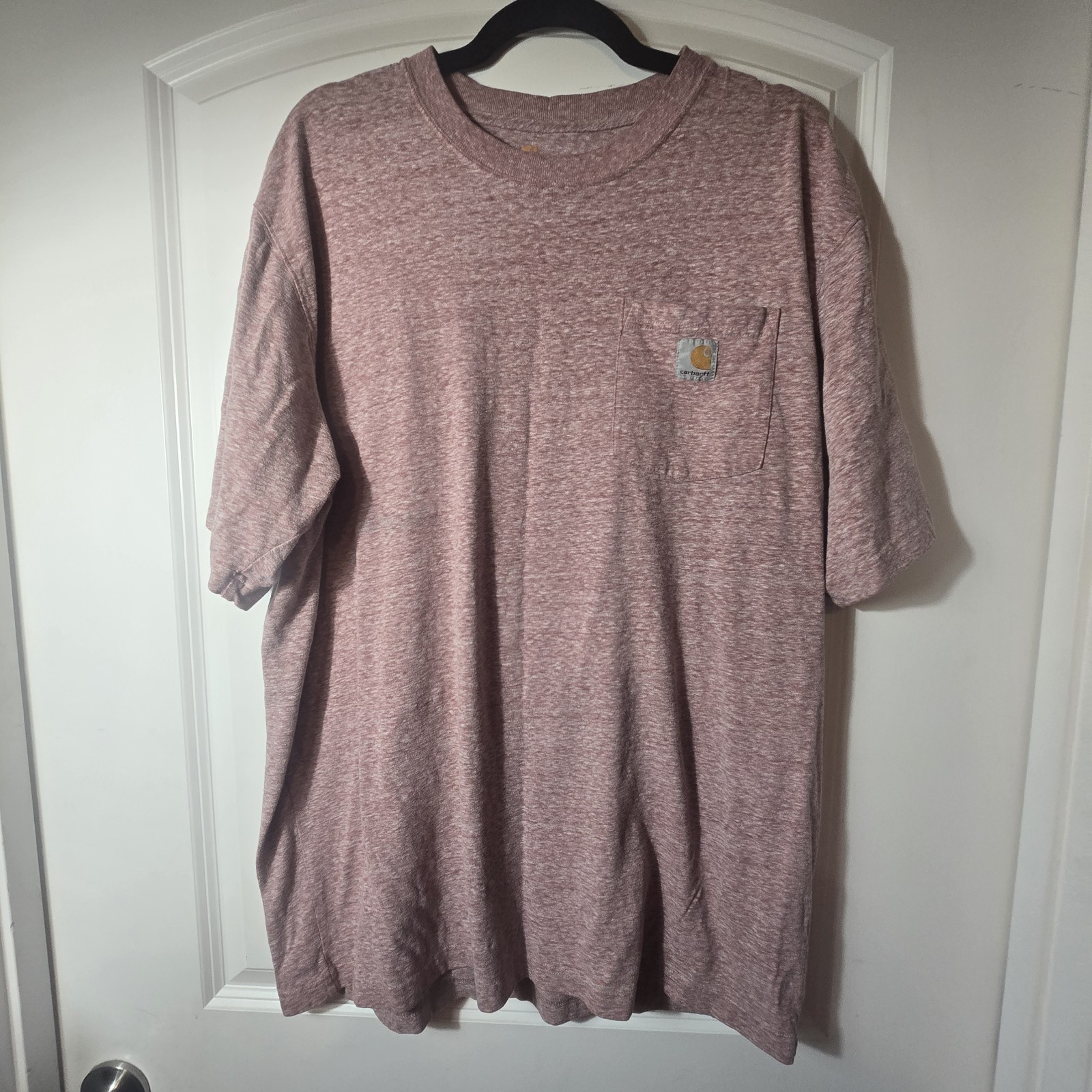 Carhartt Mens Original Fit Pocket T-Shirt Coral Heather Pink Size Large Tall