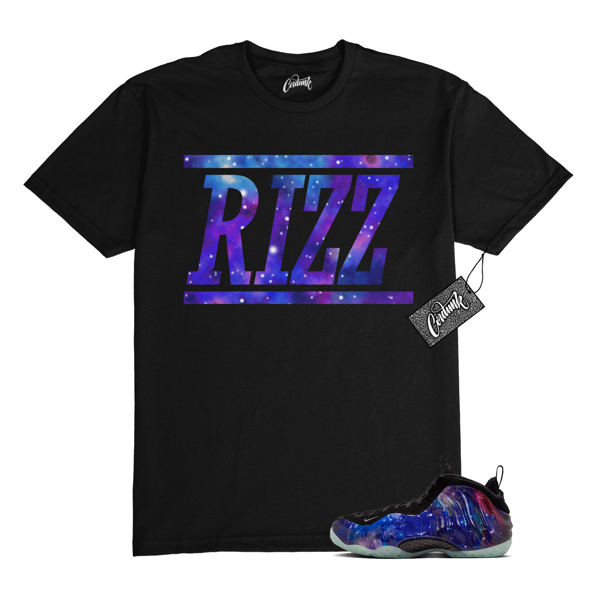 Galaxy Foamposite One Zoom Rookie Obsidian Black Anthracite T Shirt Match RIZZ