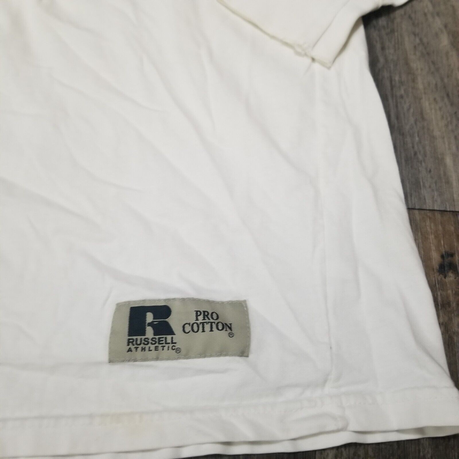 VTG Russell Athletic Longsleeve Mens High Neck Blank Pullover Made USA XL Cream